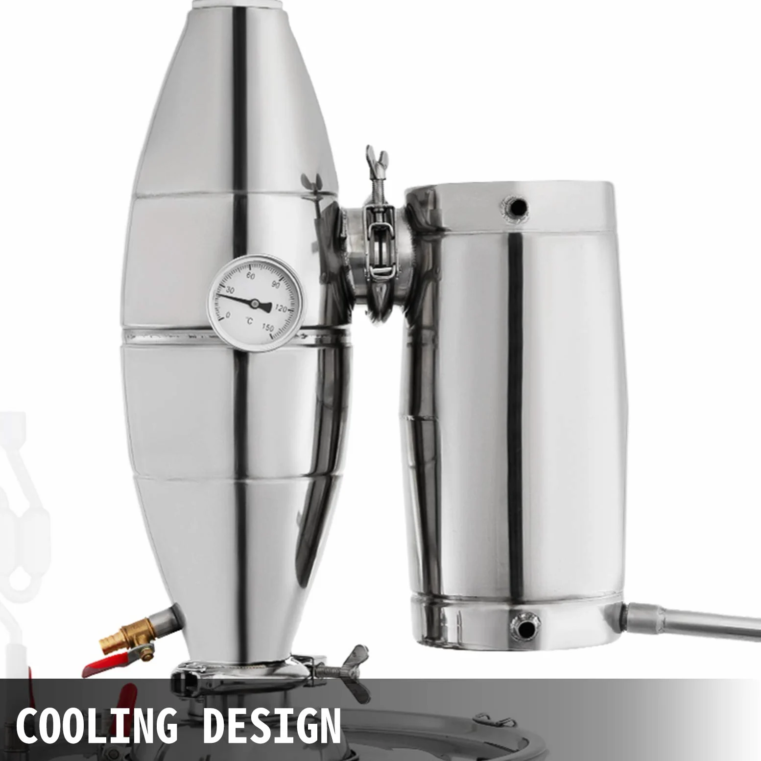 VEVOR Caldaia per Acqua Distillata 70L di Acqua Calda per Acqua Distillata Utilizzata Come Serbatoio di Fermentazione per Fermentare Bevande o Condimenti 40 x 40 cm in Acciaio Inox