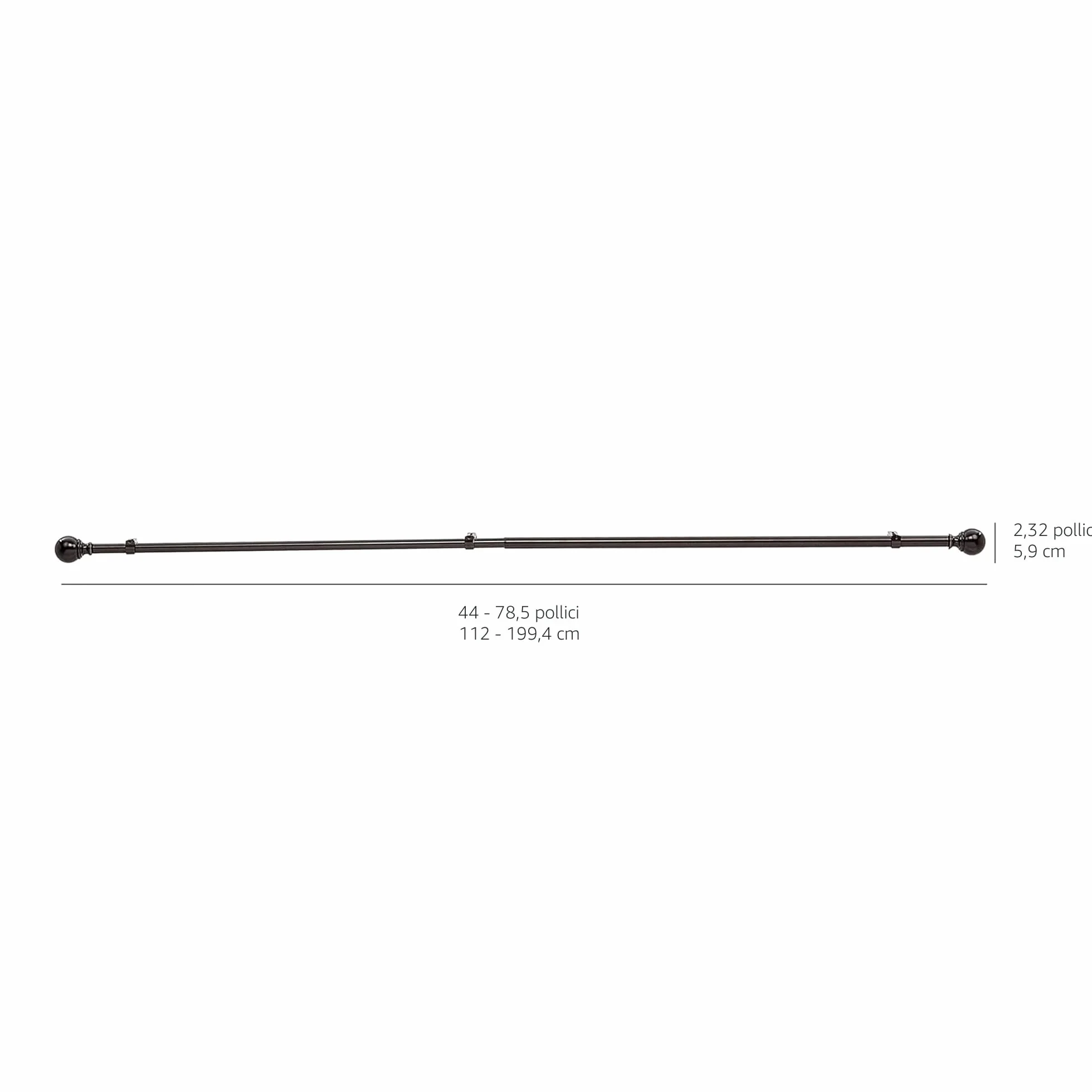 Amazon Basics Bastone per tenda estensibile diametro 19 mm da 91 a 183 cm nero