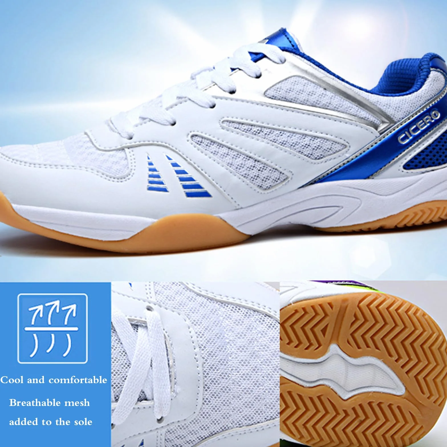 Scarpe da Badminton Uomo Comode Resistenti Suola Presa Attiva Indoor Tennis Squash Table Tennis Basketball Padel