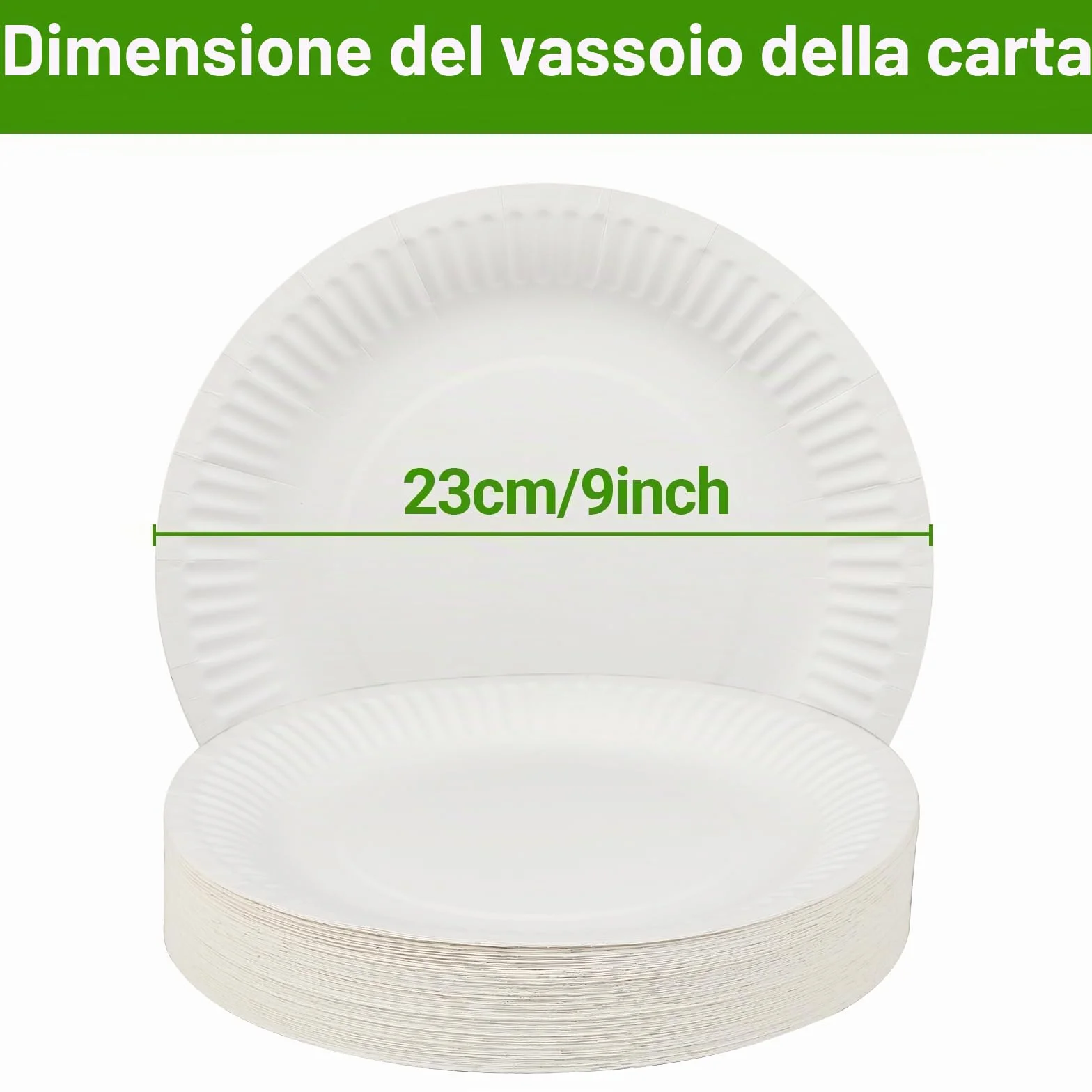 Piatti Carta Bianchi 23 cm – Piatti Piani per Compleanno, Feste, Grigliate – Resistenti ed Eleganti