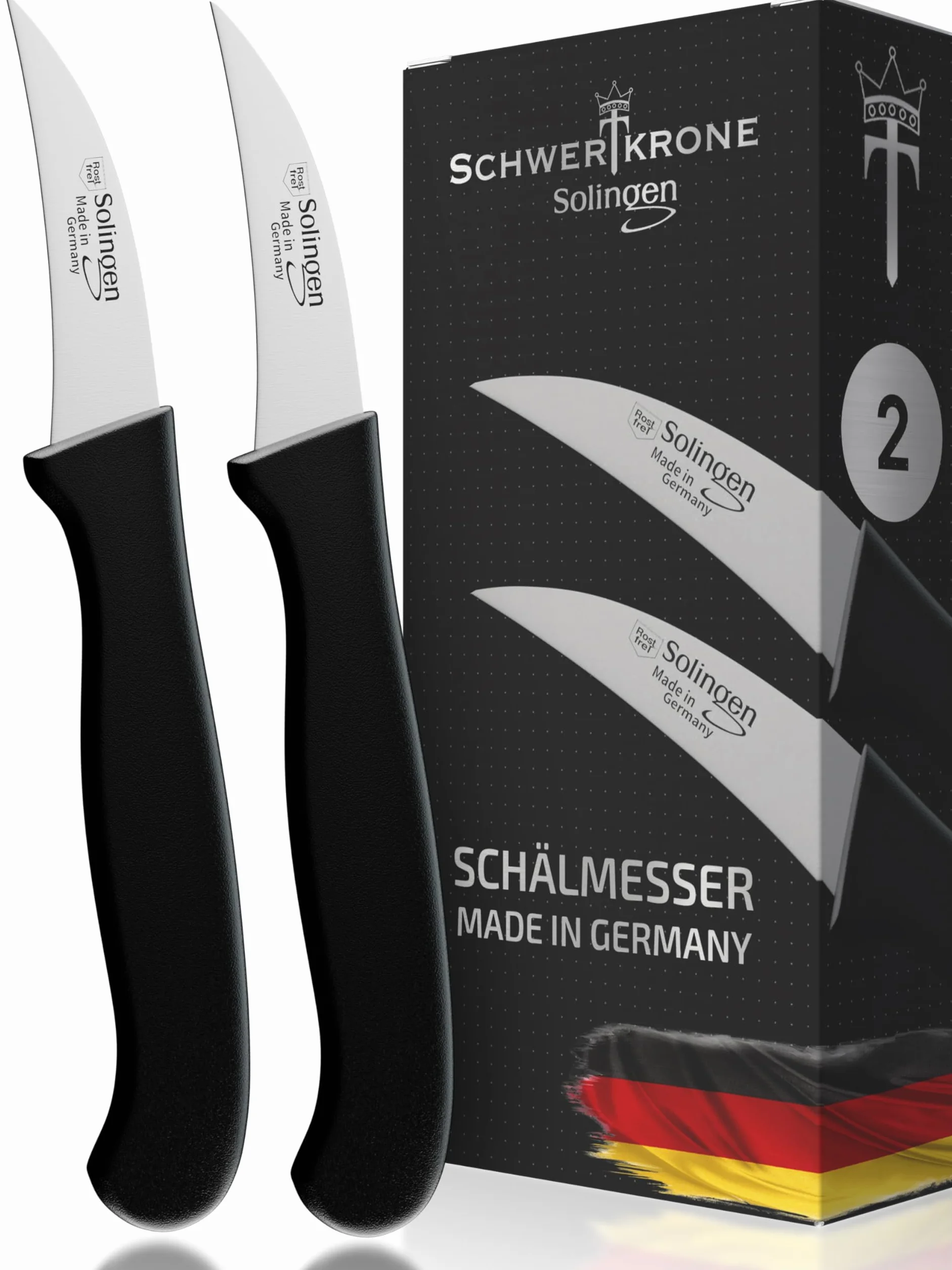 Schwertkrone Coltelli da Cucina Solingen Acciaio Inox Spelucchino Curvo
