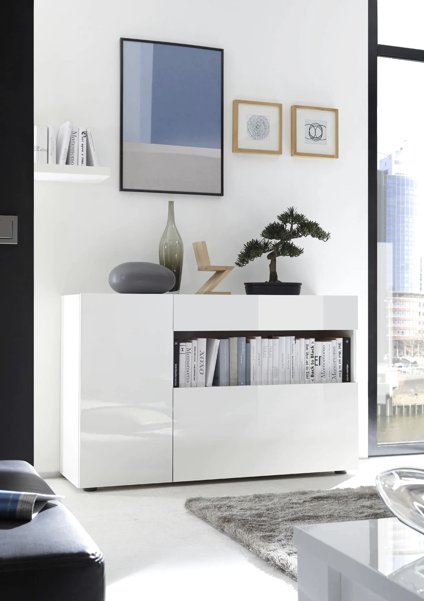 Web Convenienza Mobile Ingresso Moderno - Made in Italy - Collezione Nice - Mobiletto Contenitore con Struttura Bianca per Soggiorno (Bianco)