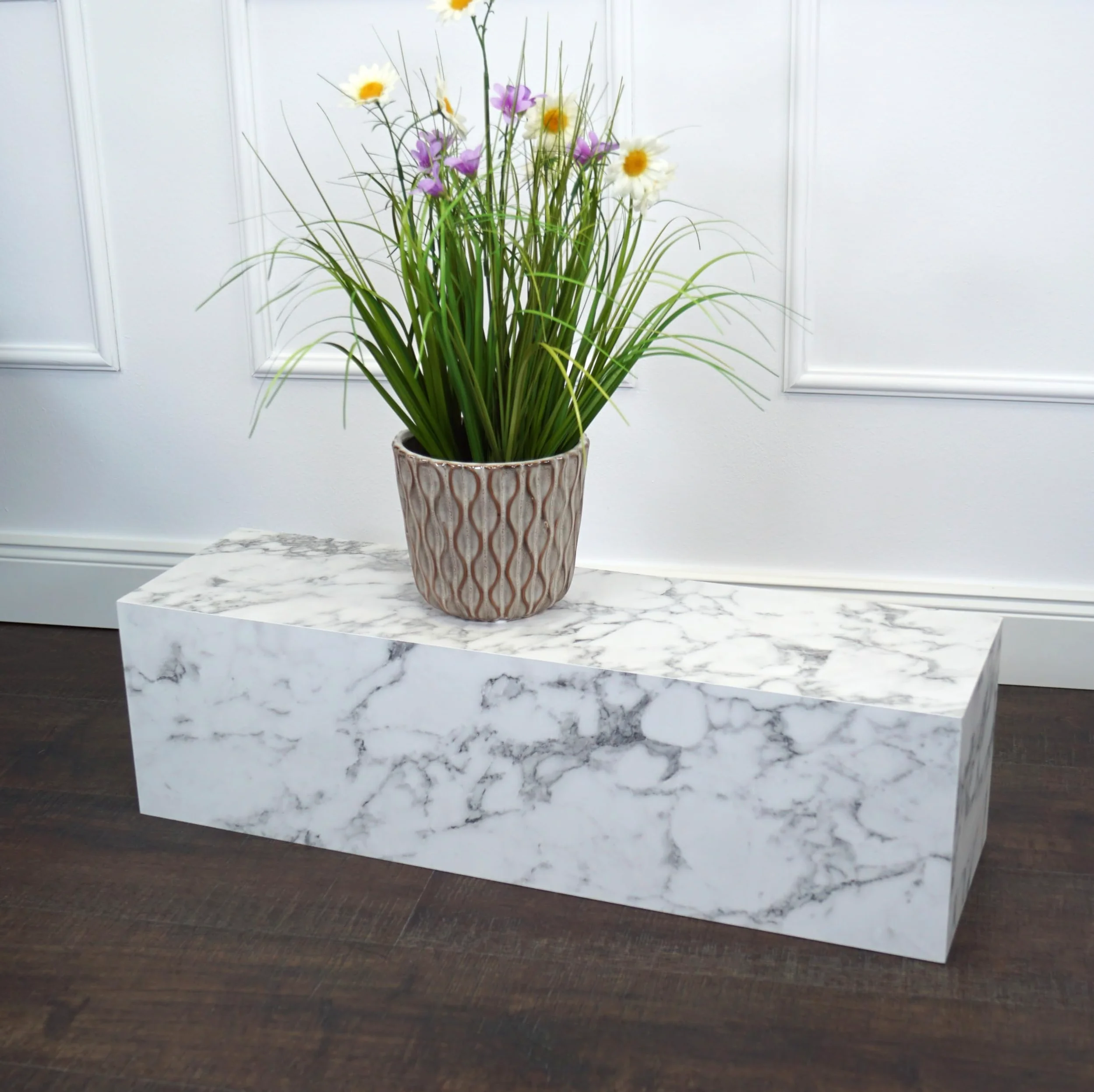 Pilastro per fiori, Colonna, Colonna decorativa, Piedistallo, Ilja, Marmo Bianco, 20 x 20 x 90 cm