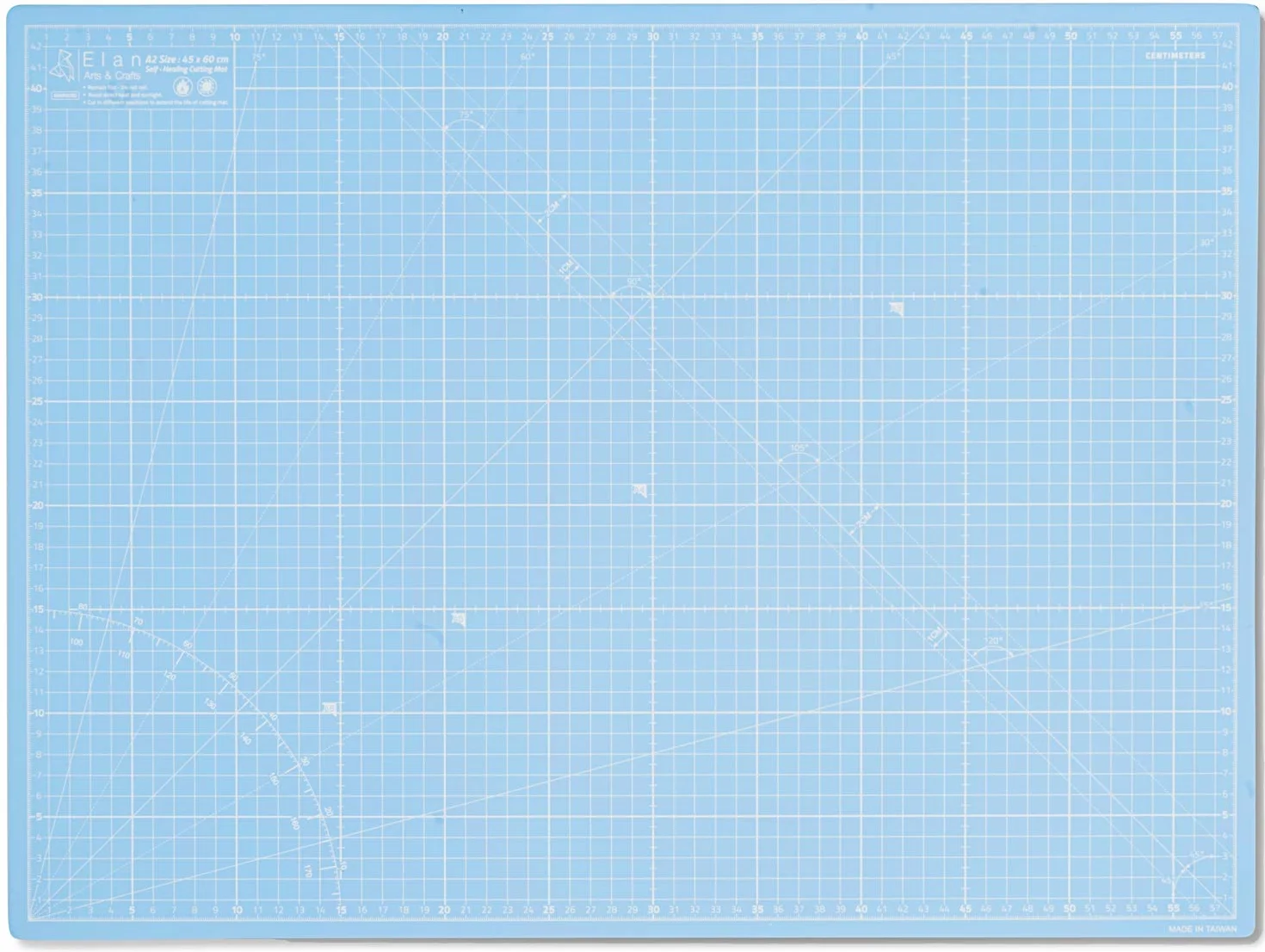 Elan Tappetino da Taglio A2 Blu 45x60 cm Autorigenerante 5 Strati PVC Riciclato