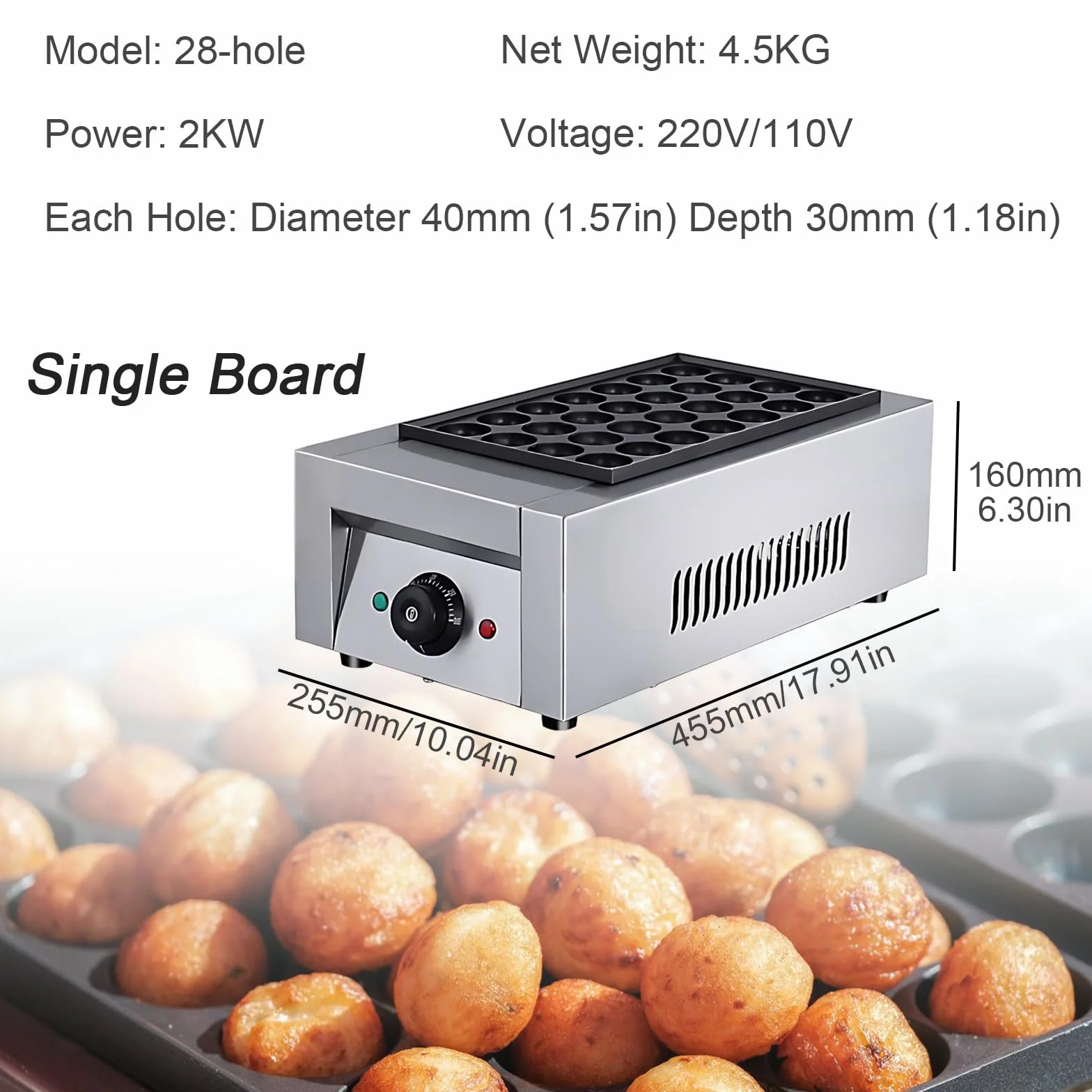 SHAHRYAR Macchina per Takoyaki Professionale 28 Fori Acciaio Inox