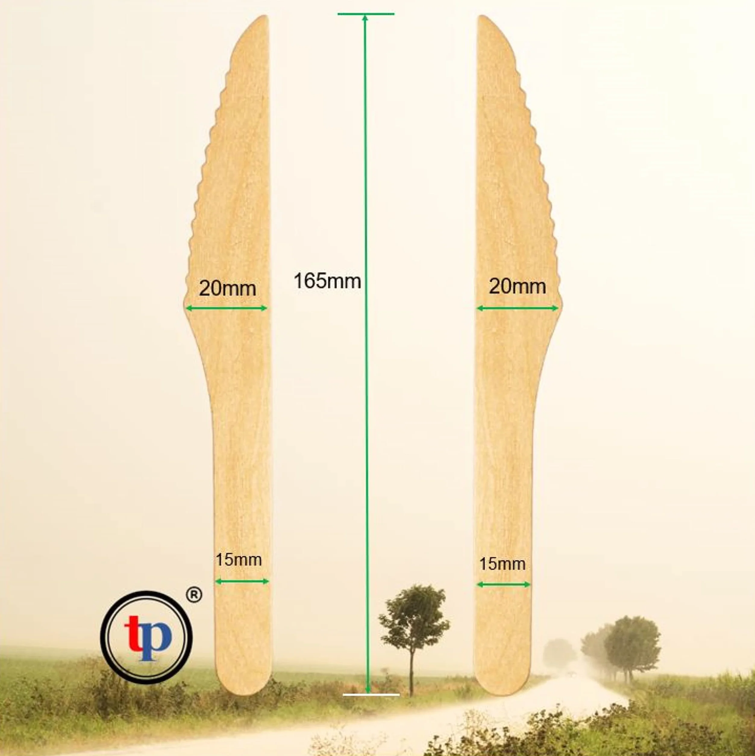 Coltello usa e getta in legno da cena 100 pezzi
