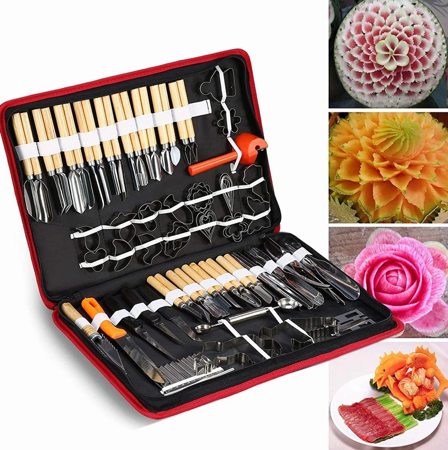 Utensile da Intaglio da Cucina, 80 Pezzi Coltelli da Intaglio, Kit di Strumenti da Intaglio Culinario per Sbucciare Frutta e Verdura Set di Coltelli da Intaglio per Frutta
