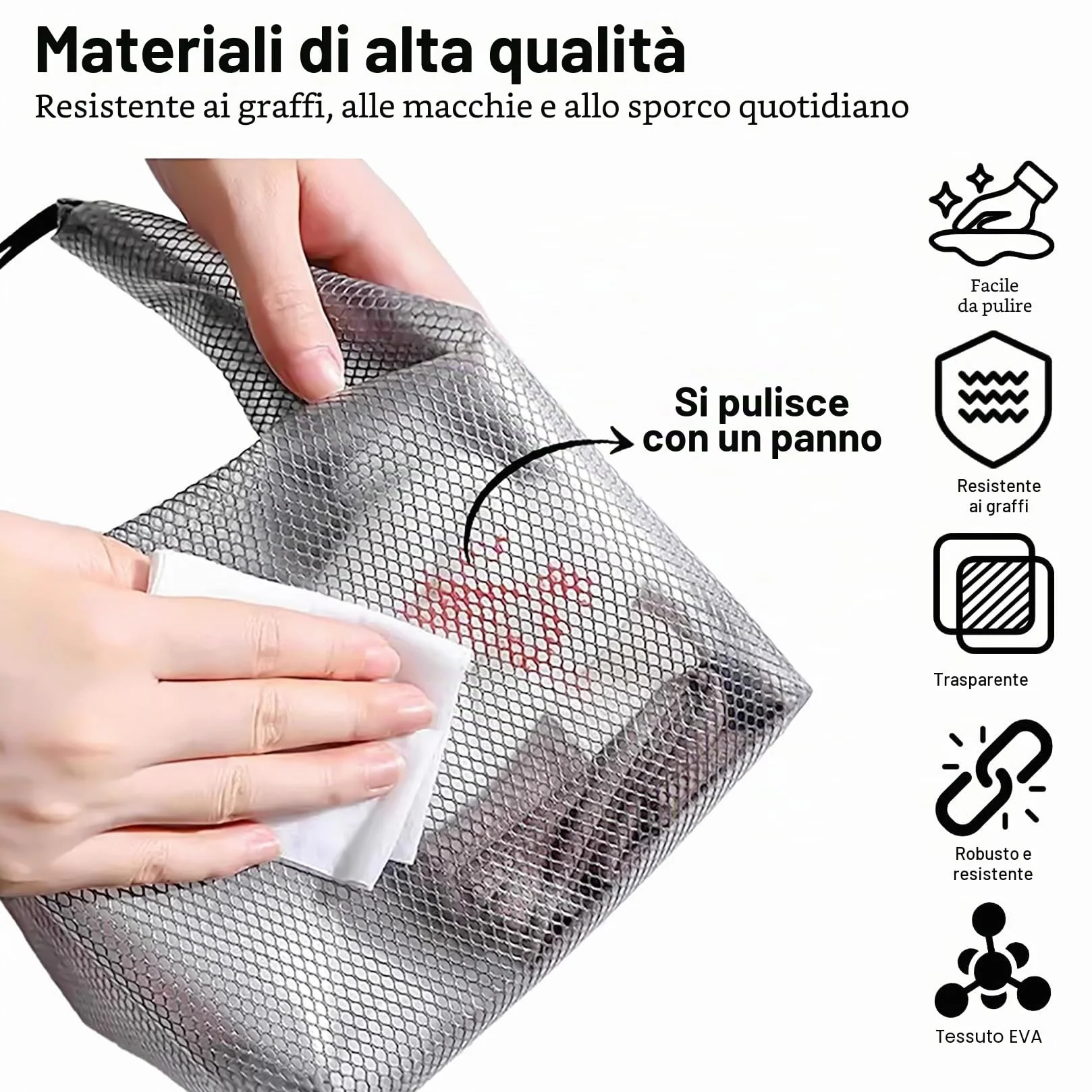 2 Pz Borsa Cosmetica Impermeabile, Pochette Trasparente da Viaggio, Pochette Viaggio Impermeabile, Grande Borsa da Toilette da Trucco da Doccia in EVA per Campeggio, 35 x 15,5 x 27,5 cm