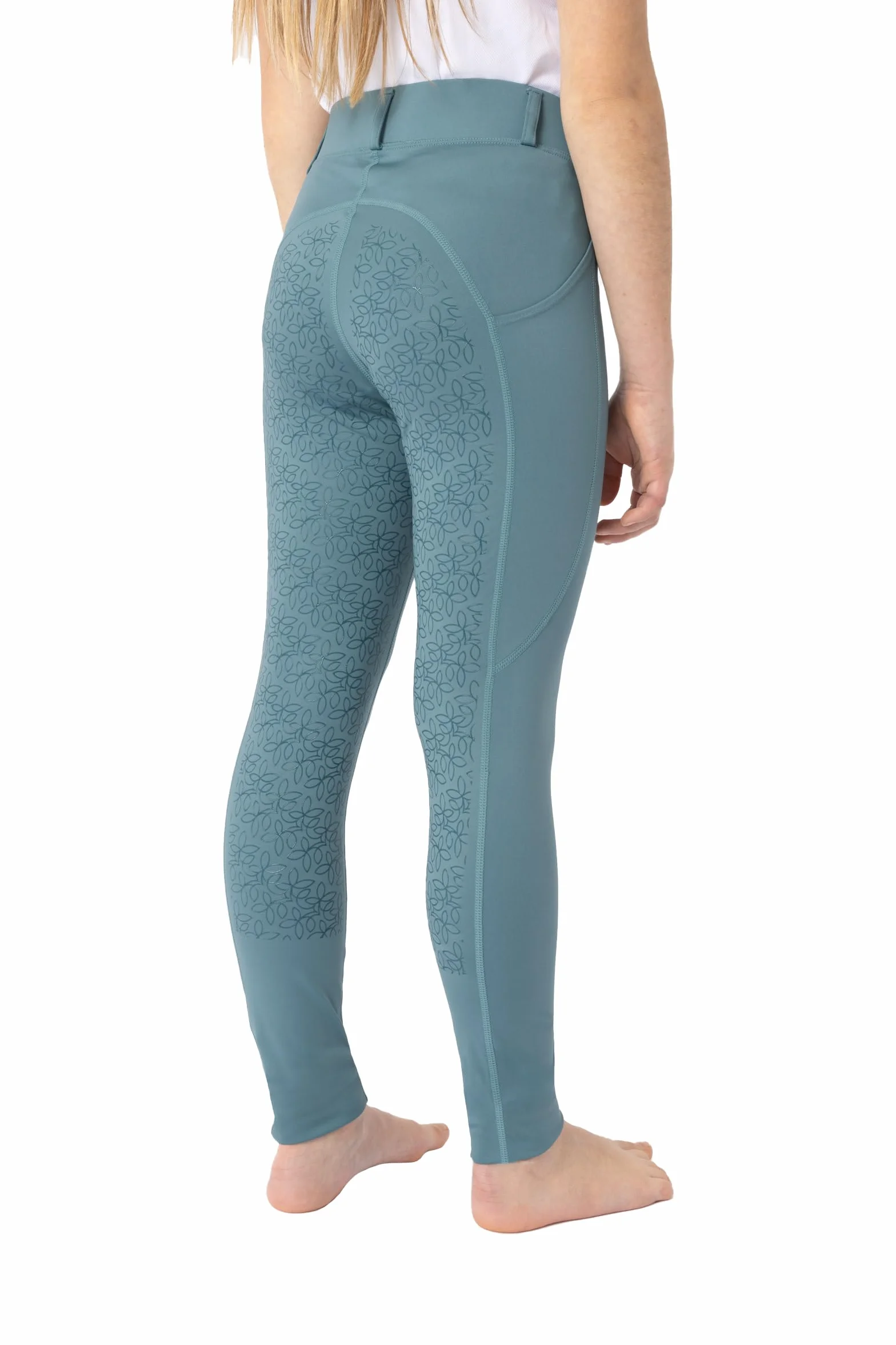 HORZE Leggings da equitazione per bambini con passanti per cintura e custodia per cellulare