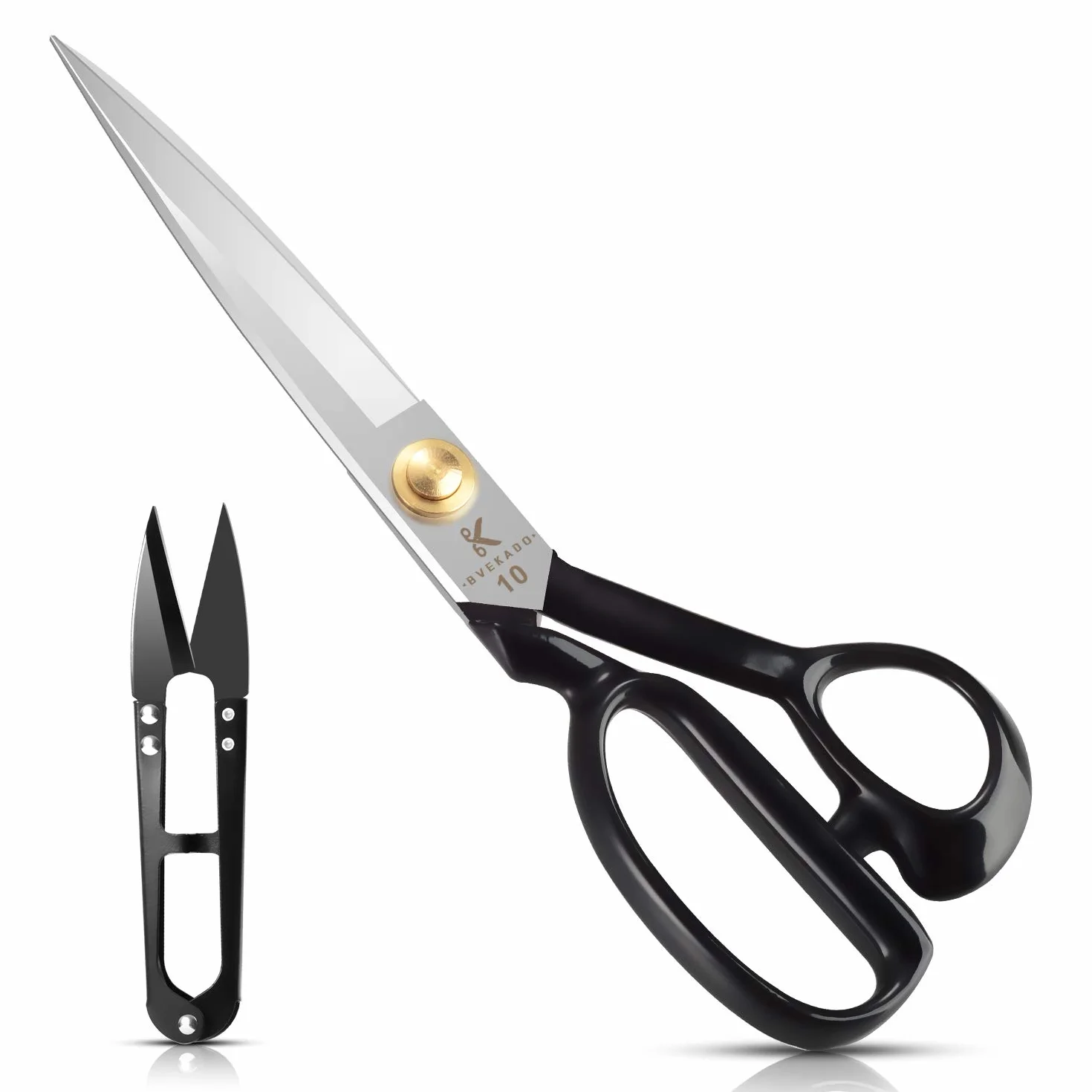 Forbici da Sarto 25,5 cm con Tagliafilo, Manico in Gomma per Tagliare Tessuto e Pelle, 10 Pollici, Destrimani