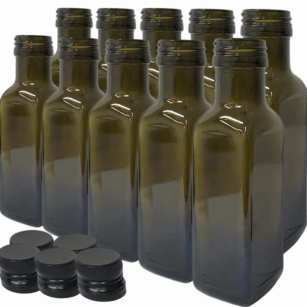 acquaverde | 10 Bottiglie Marasca in Vetro Scuro Uvag, Bottiglia per Campioncini di Olio e Liquori da 100 ml con Tappo Dosatore
