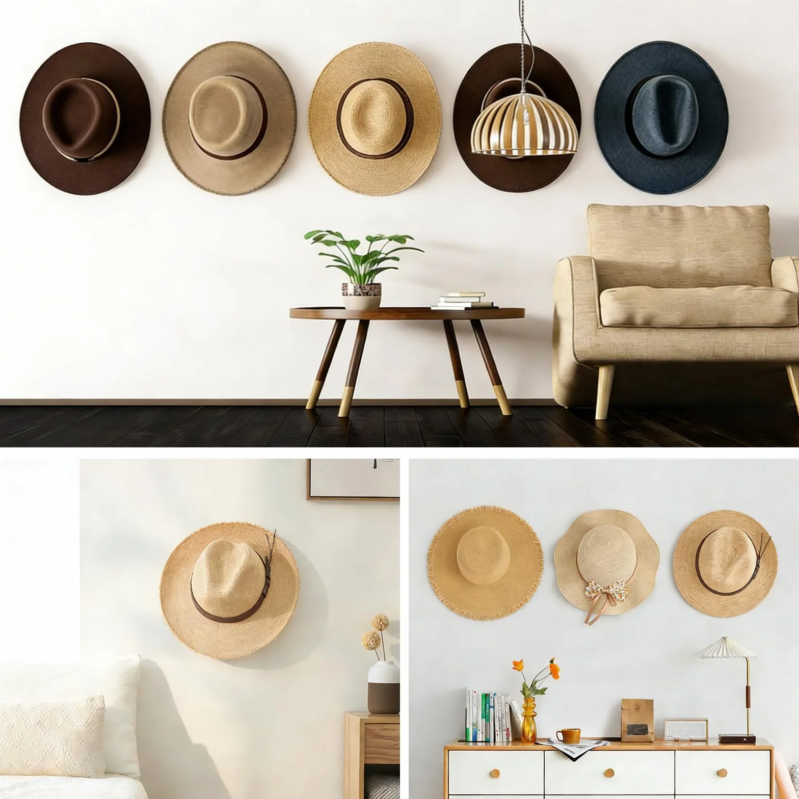8 Pezzi Appendi Cappelli Da Cowboy Da Parete - Cappelli Curve Ganci - Gancio Per Cappello, Adatto Per Appendere VariCappelli, Sciarpe, Borse, Asciugamani, Cuffie (Nero)
