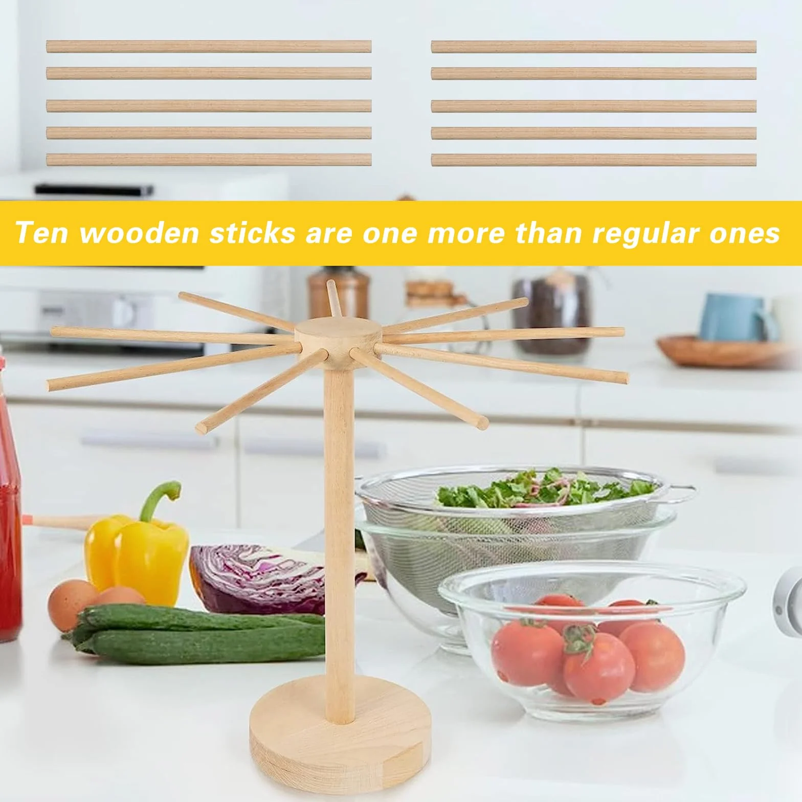 Essiccatore per Pasta Pieghevole Stendino per Pasta con essiccatore per Noodle Domestico da 9 Bar Noodle Rack Pieghevole Macchina per Pasta Attrezzi da Cucina