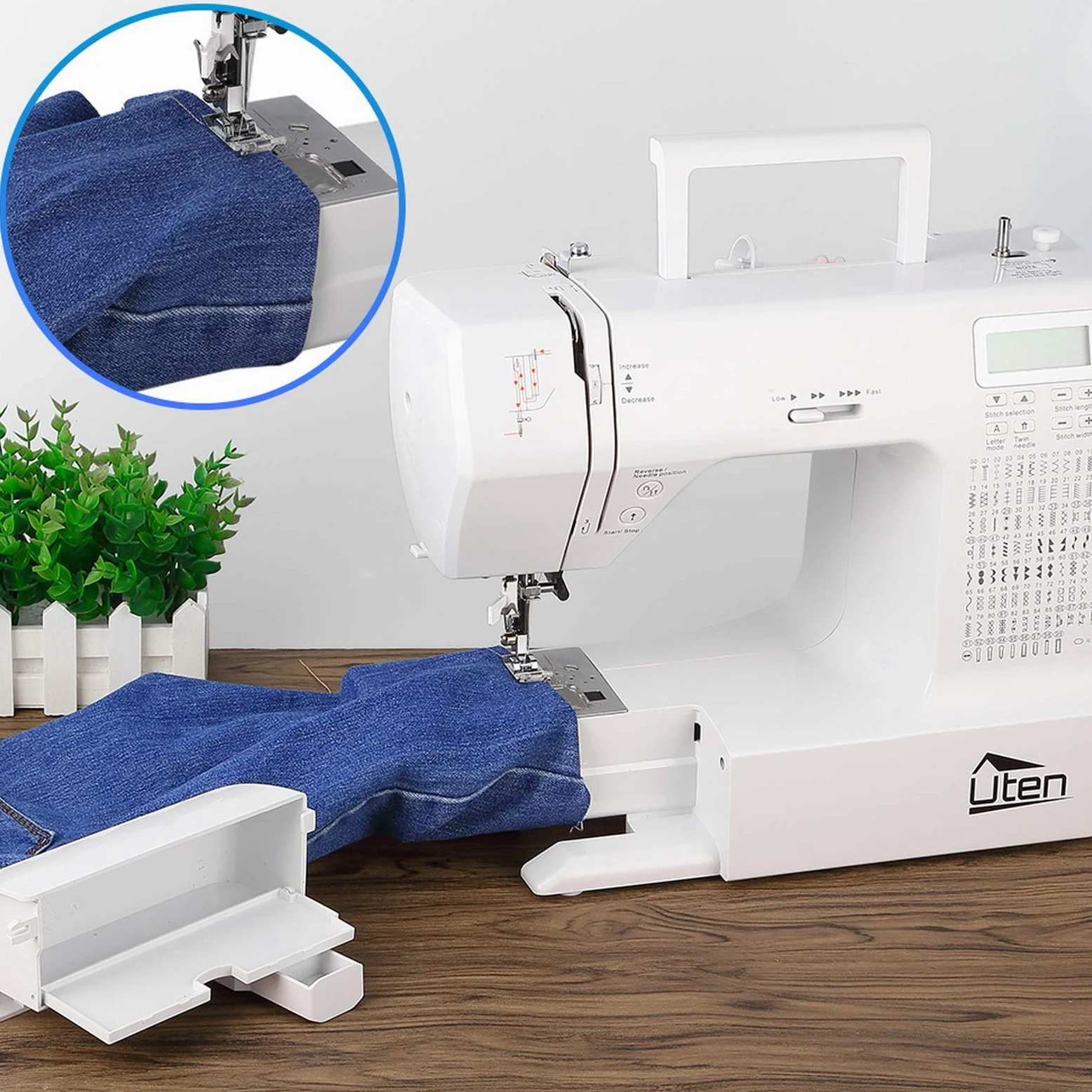 Uten Macchina da Cucire elettronica Overlock 200 Pedale Macchina per Cucire Professionale Bianco