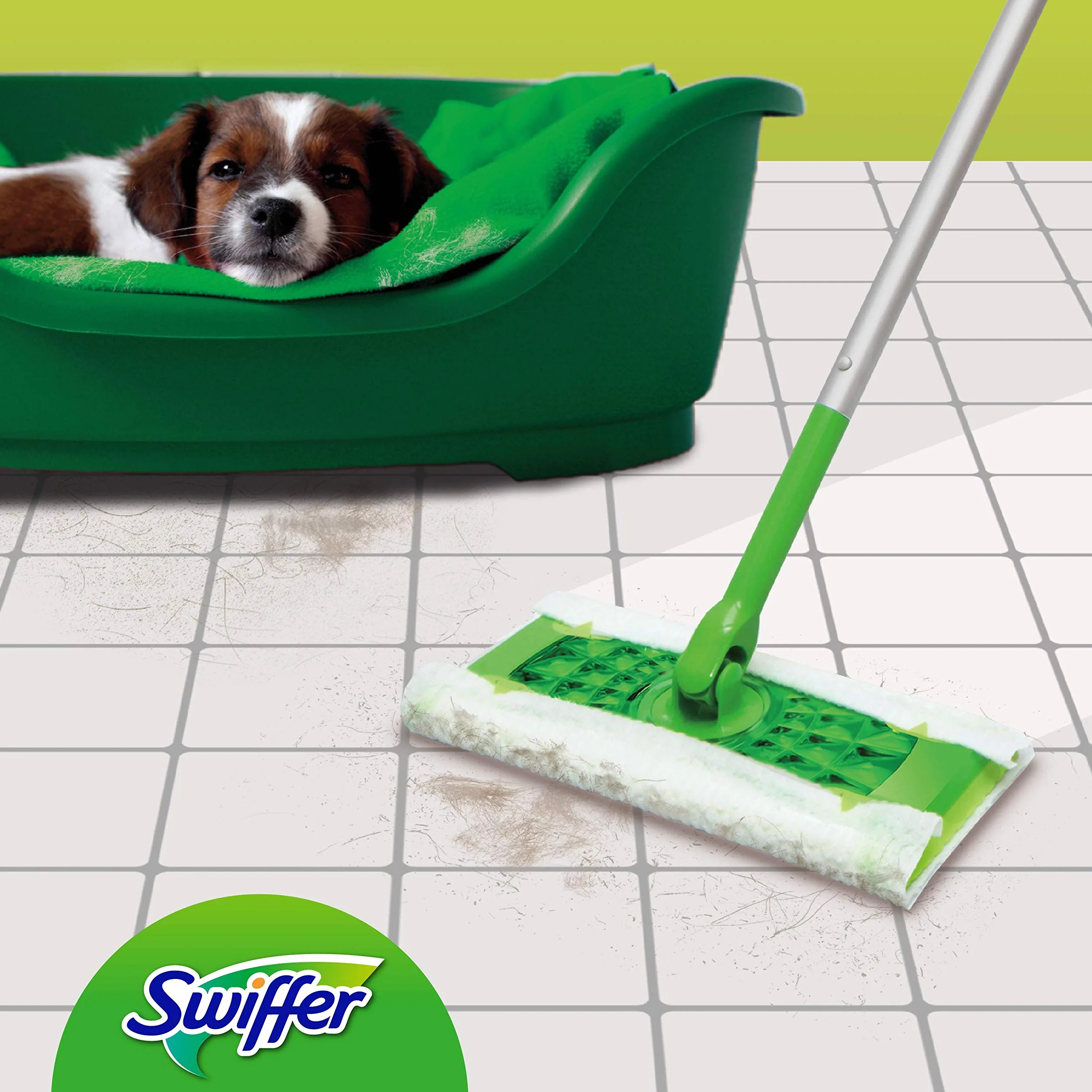 Swiffer Lavapavimenti Cattura Polvere Dry Starter Kit, 1 Scopa, 8 Panni Asciutti