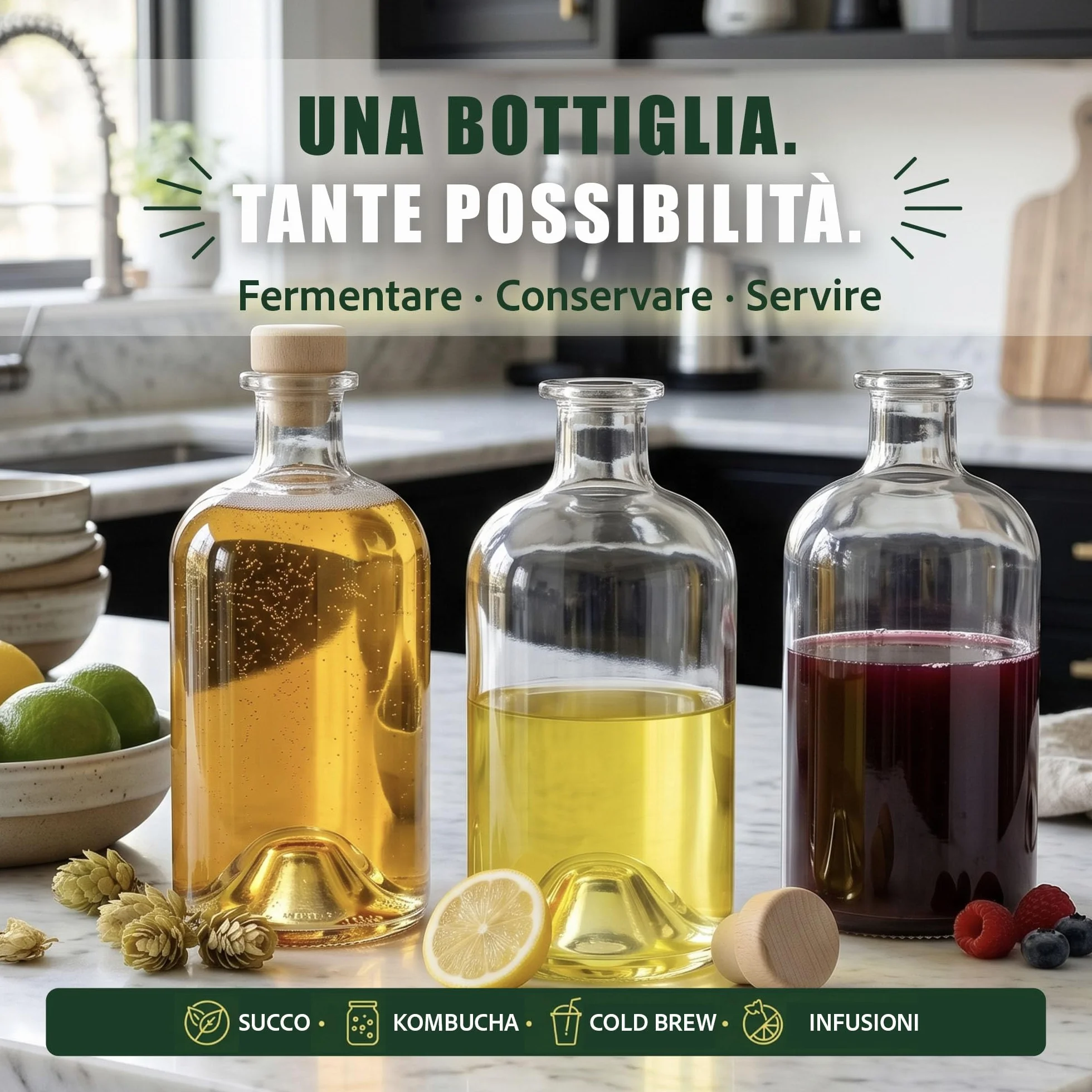 Bottiglie di vetro vuote 500 ml 10 pezzi bianco per vino liquori aceto olio