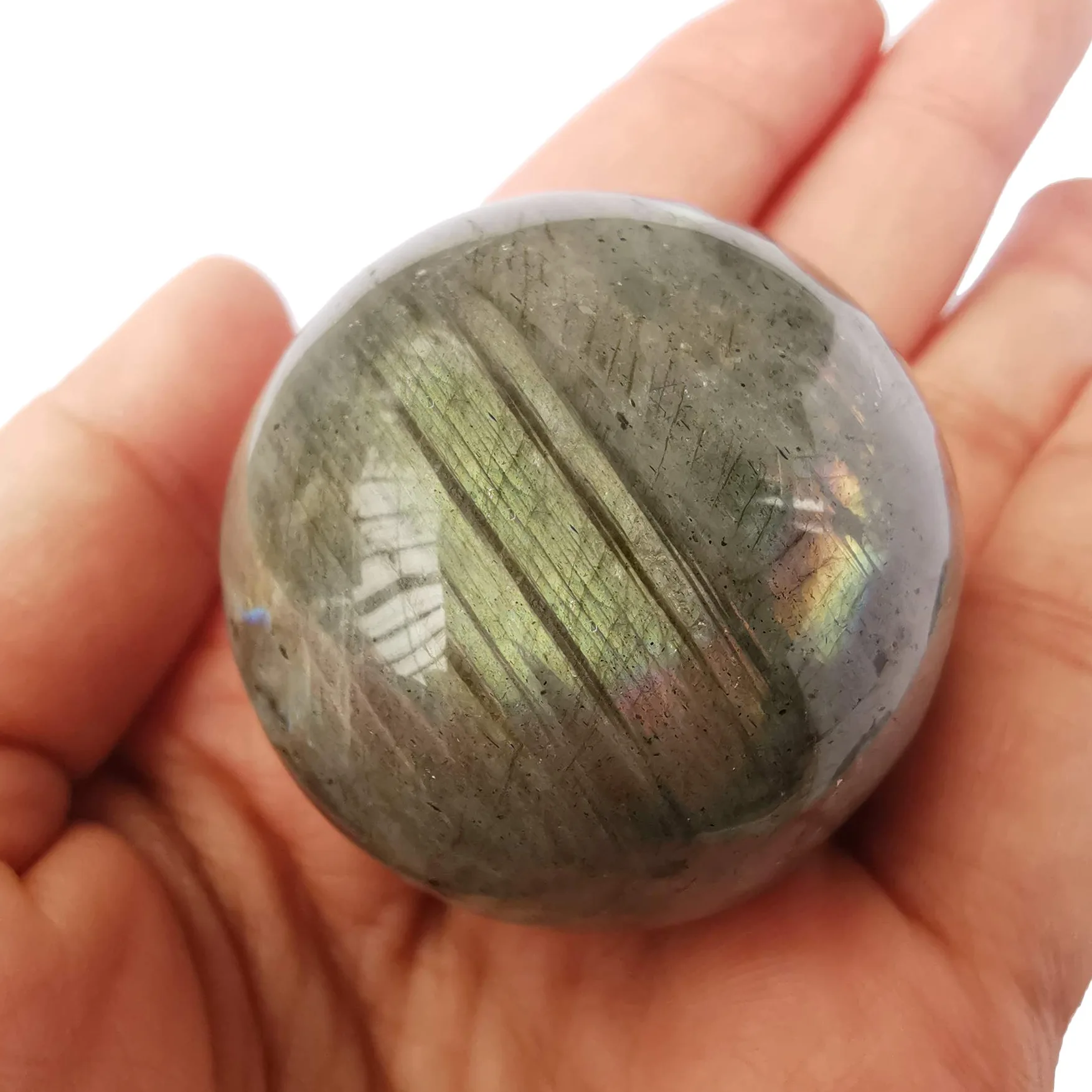 Sfera di cristallo di guarigione per divinazione, sfera di 40 mm, scultura per la casa, palle di Fengshui con supporto in legno, Pietra di luna