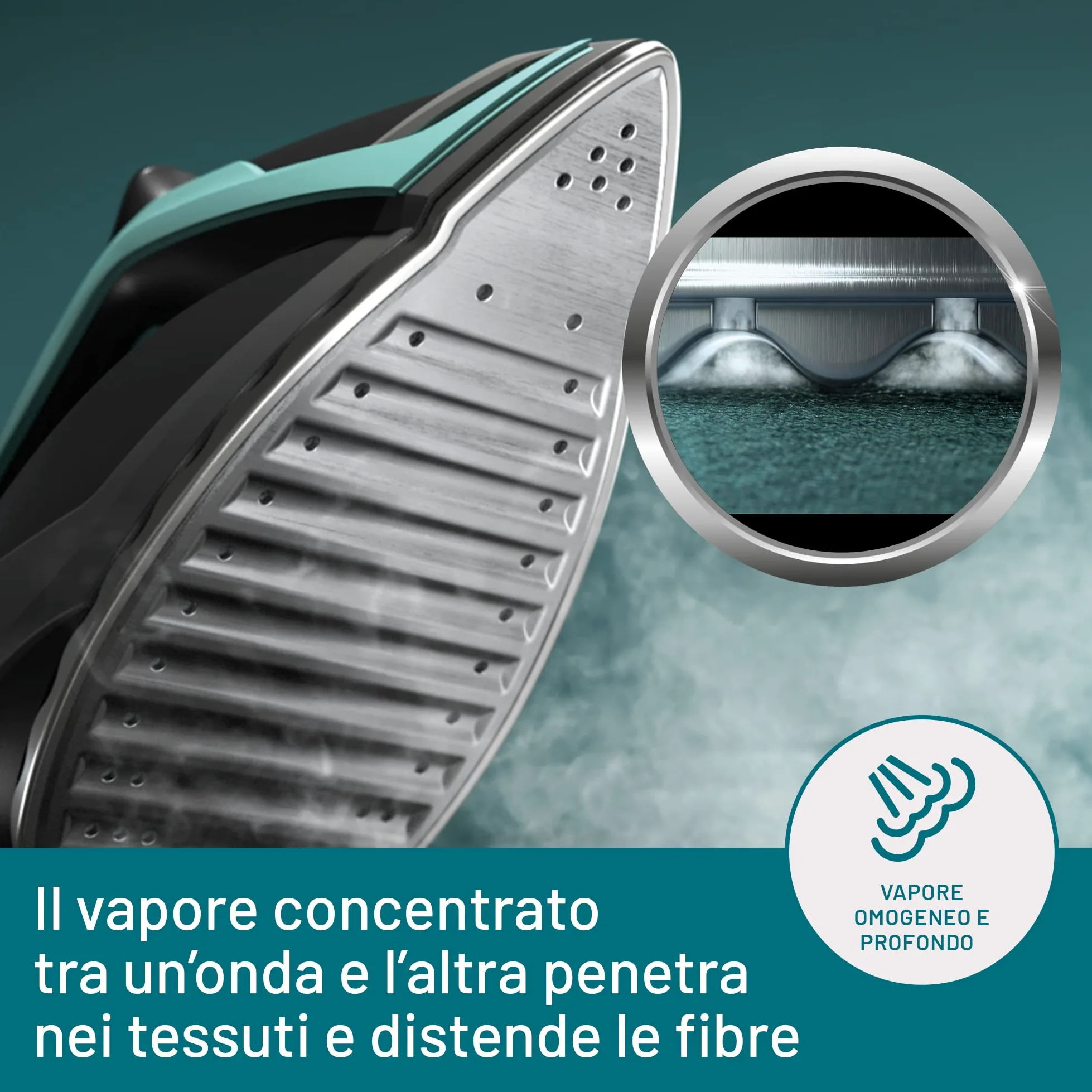 Imetec Onda P1 Ferro da Stiro Generatore di Vapore, Piastra a Onde Scorrevole Brevettata, 2400W, Colpo Vapore 300 g, Serbatoio 2,5L, 3 Filtri con Ioni di Argento, Tecnologia No Stop Vapor