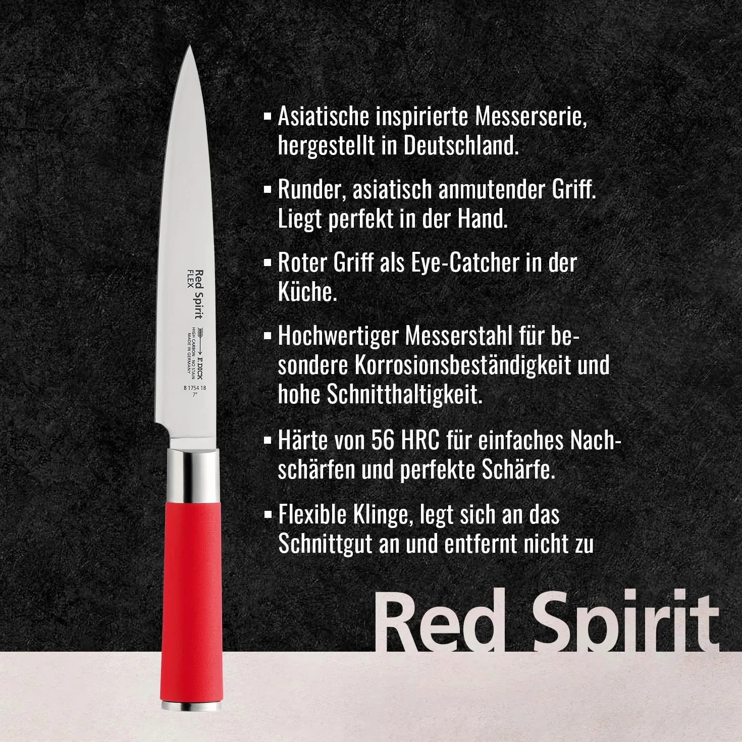 F. DICK Coltello per sfilettare Red Spirit 18 cm, acciaio X55CrMo14