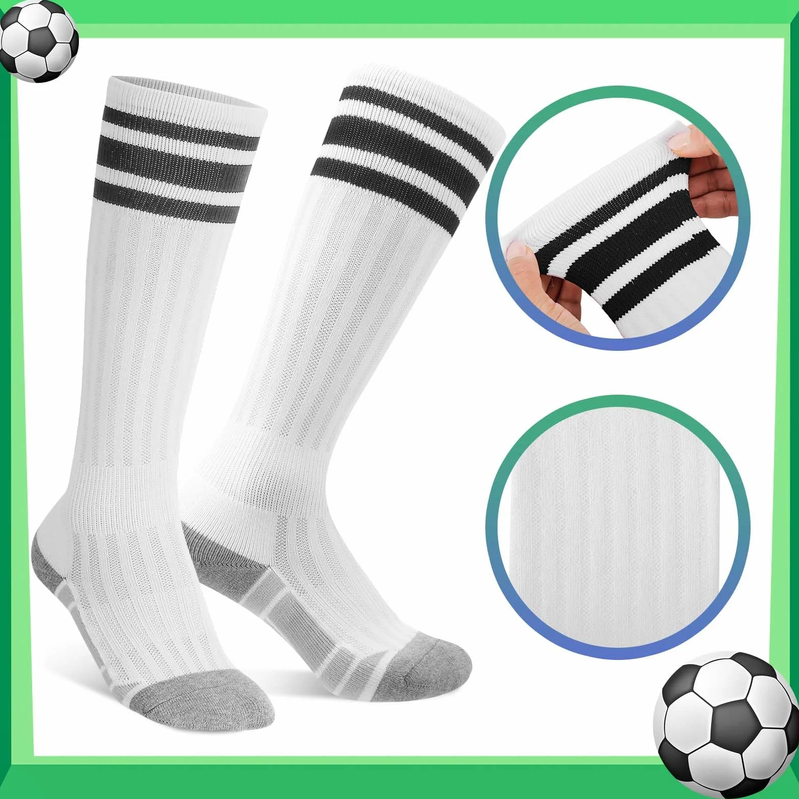 Utensilsto 3 paia di calzini da calcio per bambini, 28-32