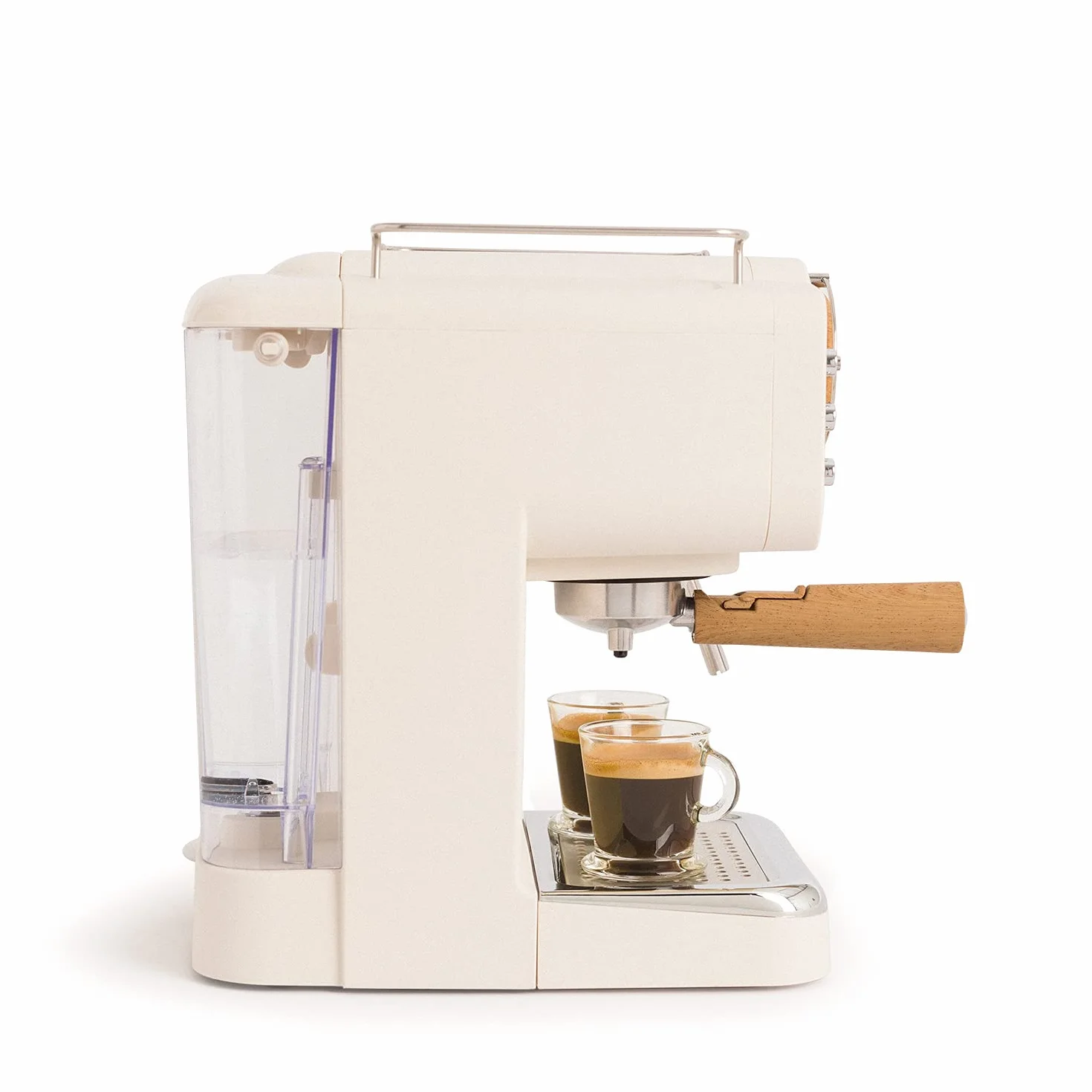 CREATE / THERA MATT RETRO/Macchina da caffè Bianco crema/per espresso e capuccino, 15bar, 1100W, termometro integrato, capacità 1,25 litri, vaporizzatore regolabile