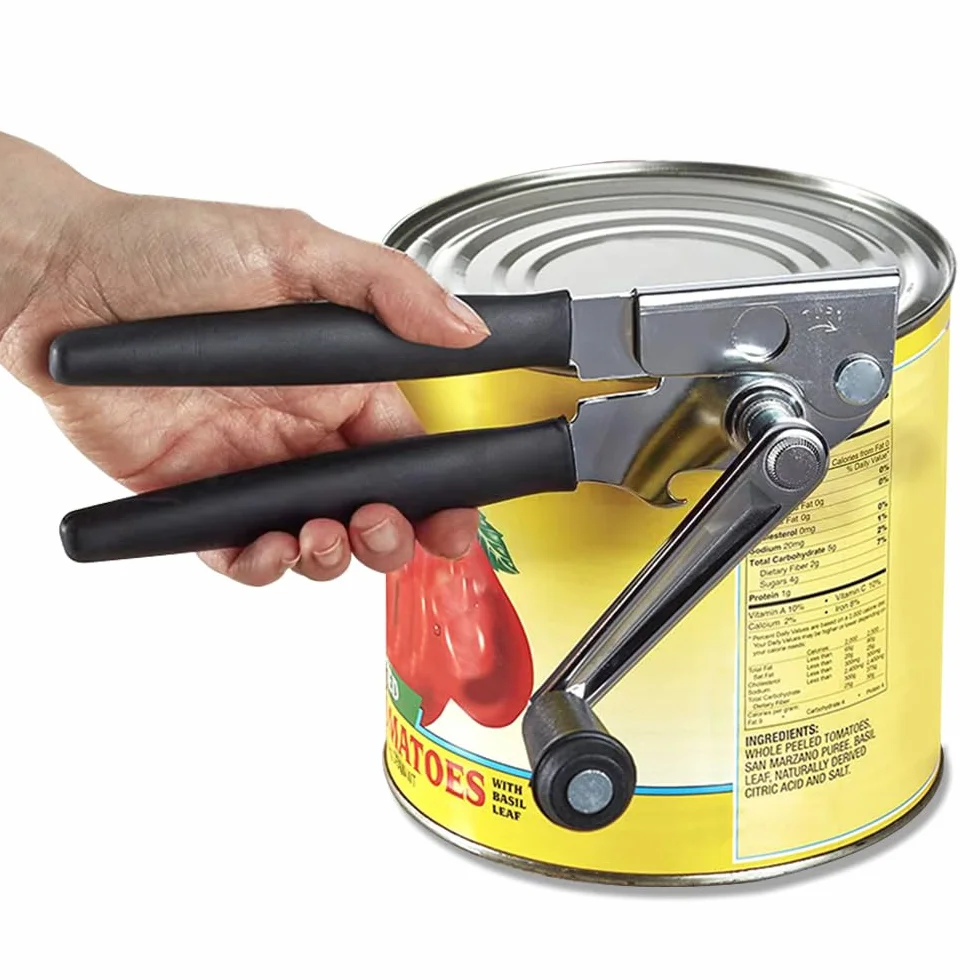 Apriscatole a manovella manuale Nufr, resistente con manici lunghi rivestiti in gomma