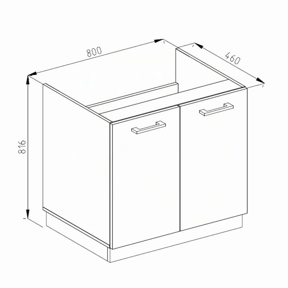 Vicco Mobile lavello cucina R-Line, Bianco lucido, 80 cm senza piano di lavoro, per la libera combinazione all'interno di sistemi cucina modulari