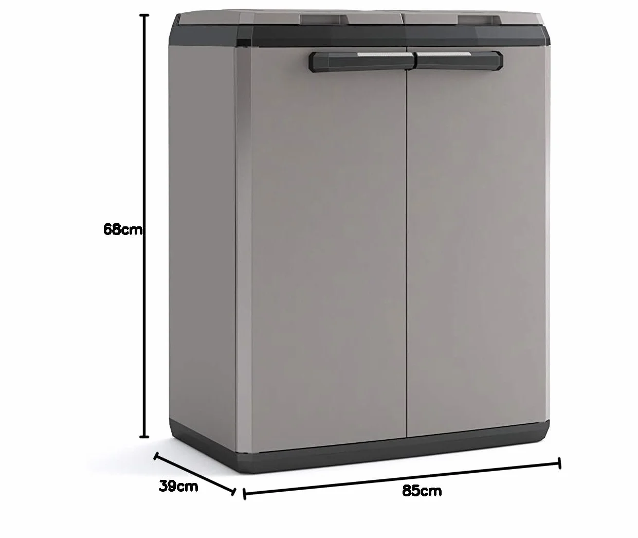 Keter 9736000 Split Cabinet Recycling Basic 68 x 39 x 85 H, Grigio, 68x39x85 cm