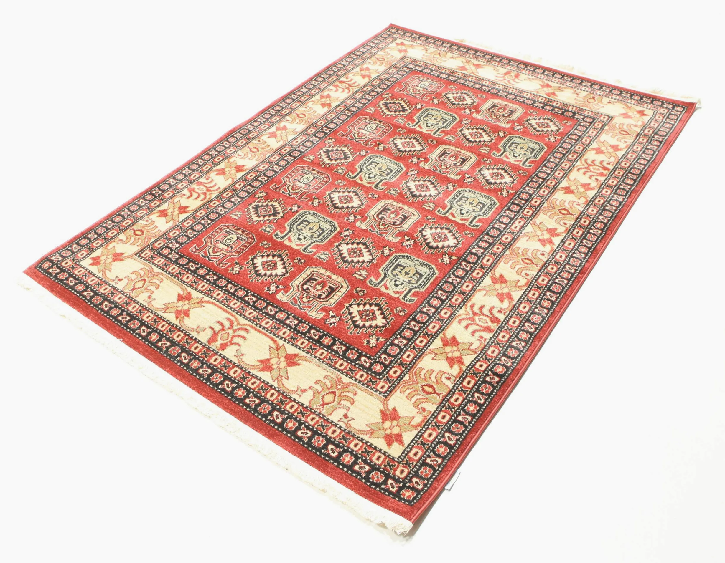 RugVista Kazak Simav, Tappeto, Orientali, 140 x 200 cm, Rettangolare, Pelo medio, Soggiorno, Sala da pranzo, Camera letto, Lavabile solo a secco, oeko_tex_100, Rosso/Beige