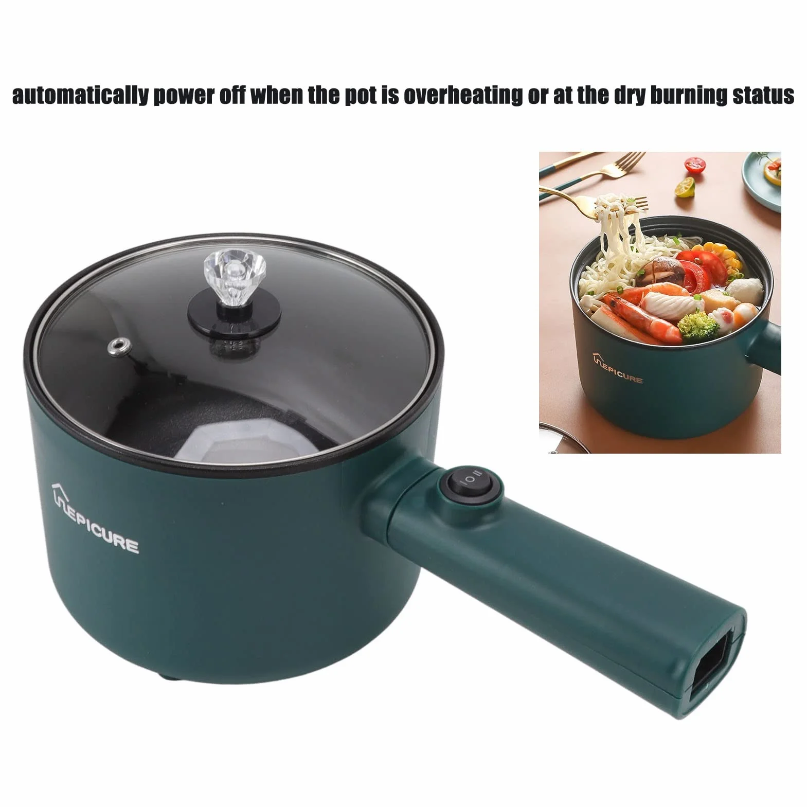 Pentola Calda Elettrica 1.8L Multifunzionale Antiaderente Portatile per Noodles