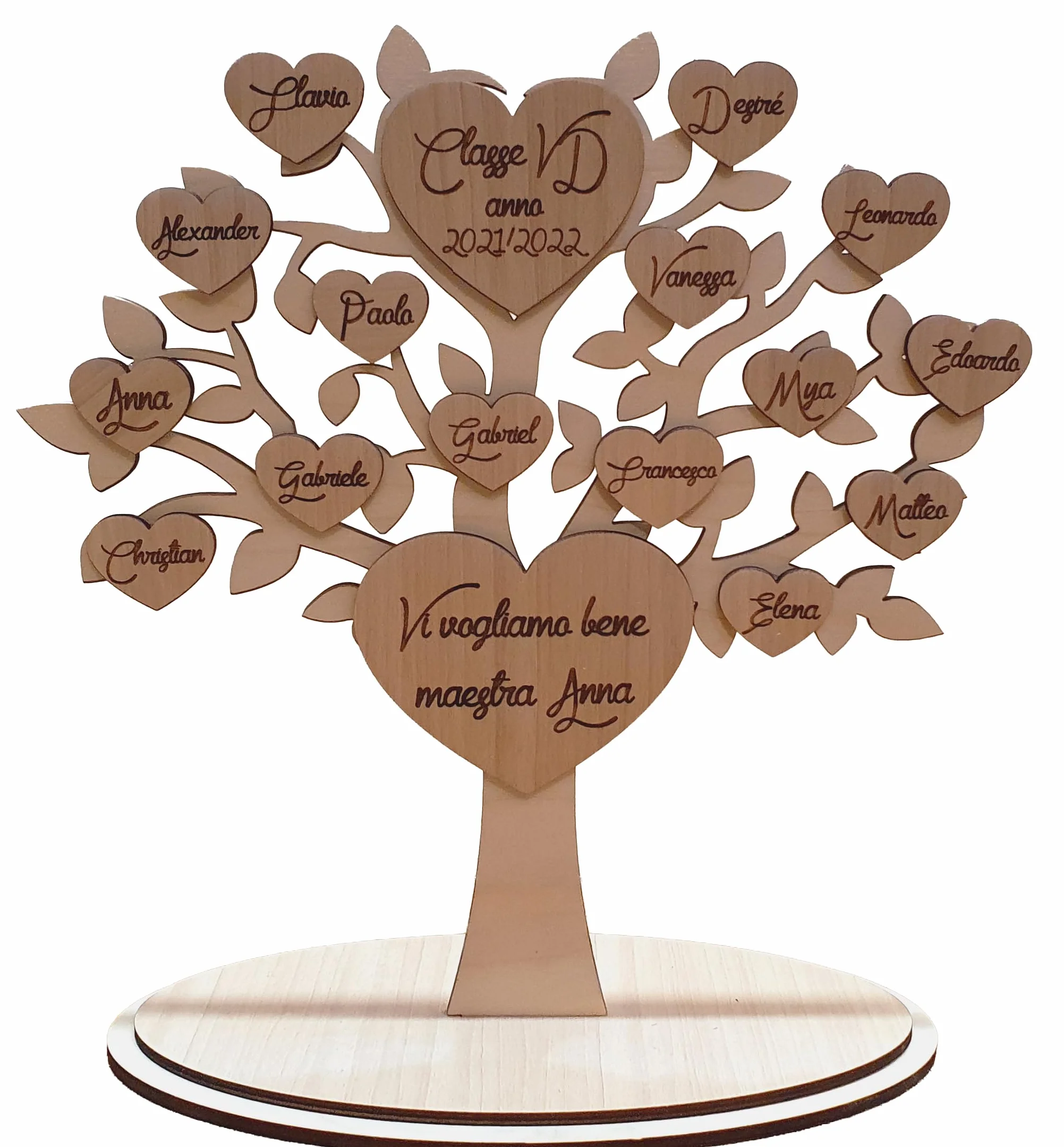 Albero della vita in legno personalizzato con nomi - regalo maestre nido, materna, elementari, mamma, compleanno