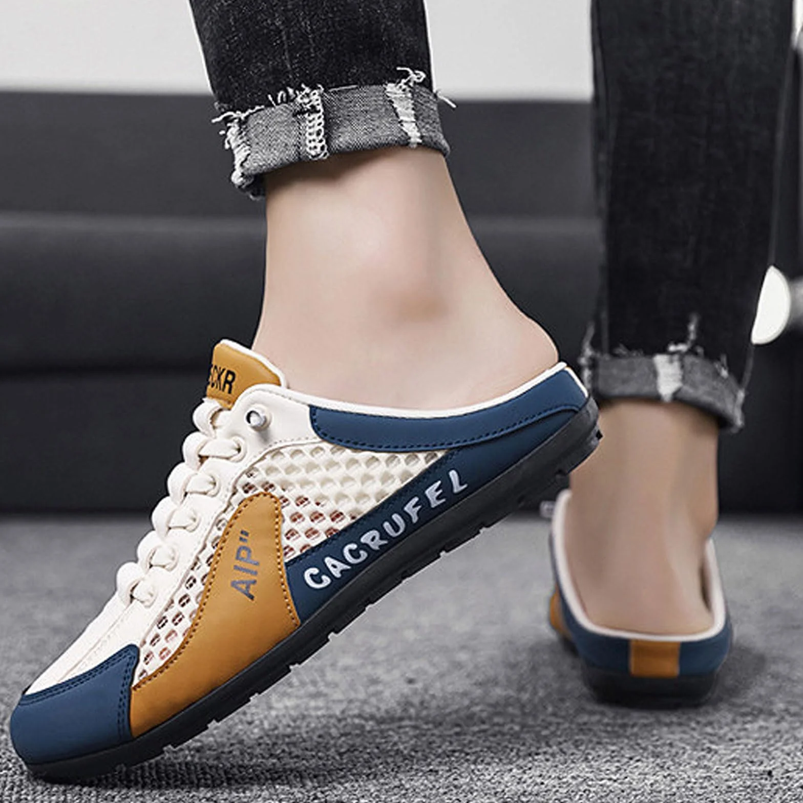 Scarpe da Ginnastica Uomo Slip on Mule Senza Schienale Pantofole in Rete Leggere
