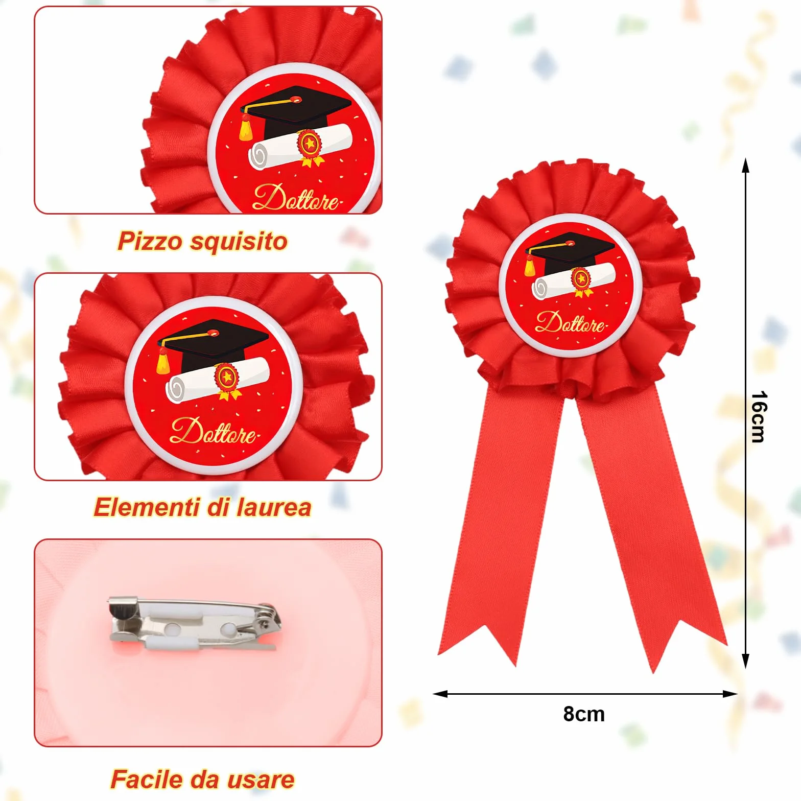 Fascia Laurea Dottore con Spilla Gadget Università Regalo Uomo Decorazione Festa Cerimonia