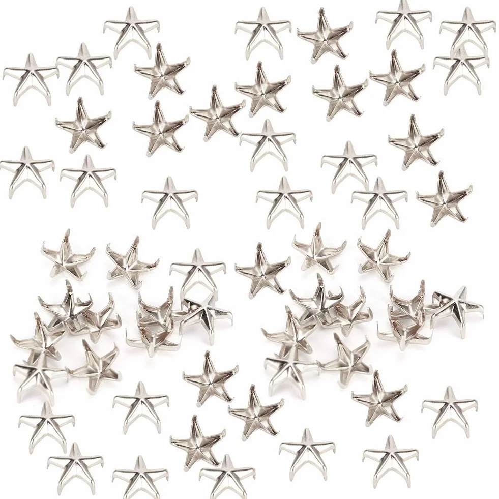 Rivetti Metallici Autoadesivi 200 Pezzi Borchie a Stella Claw Argento per Artigianato DIY
