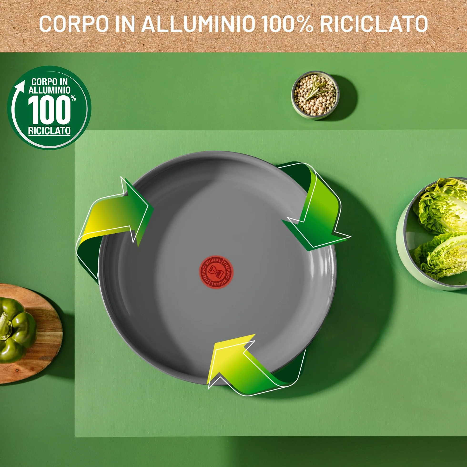Lagostina Ingenio Vivissima, Set 10 Pezzi in Ceramica Antiaderente con Manico Rimovibile, 100% Alluminio Riciclato con Tecnologia Thermo-Signal per Tutte le Fonti di Calore Inclusa Induzione
