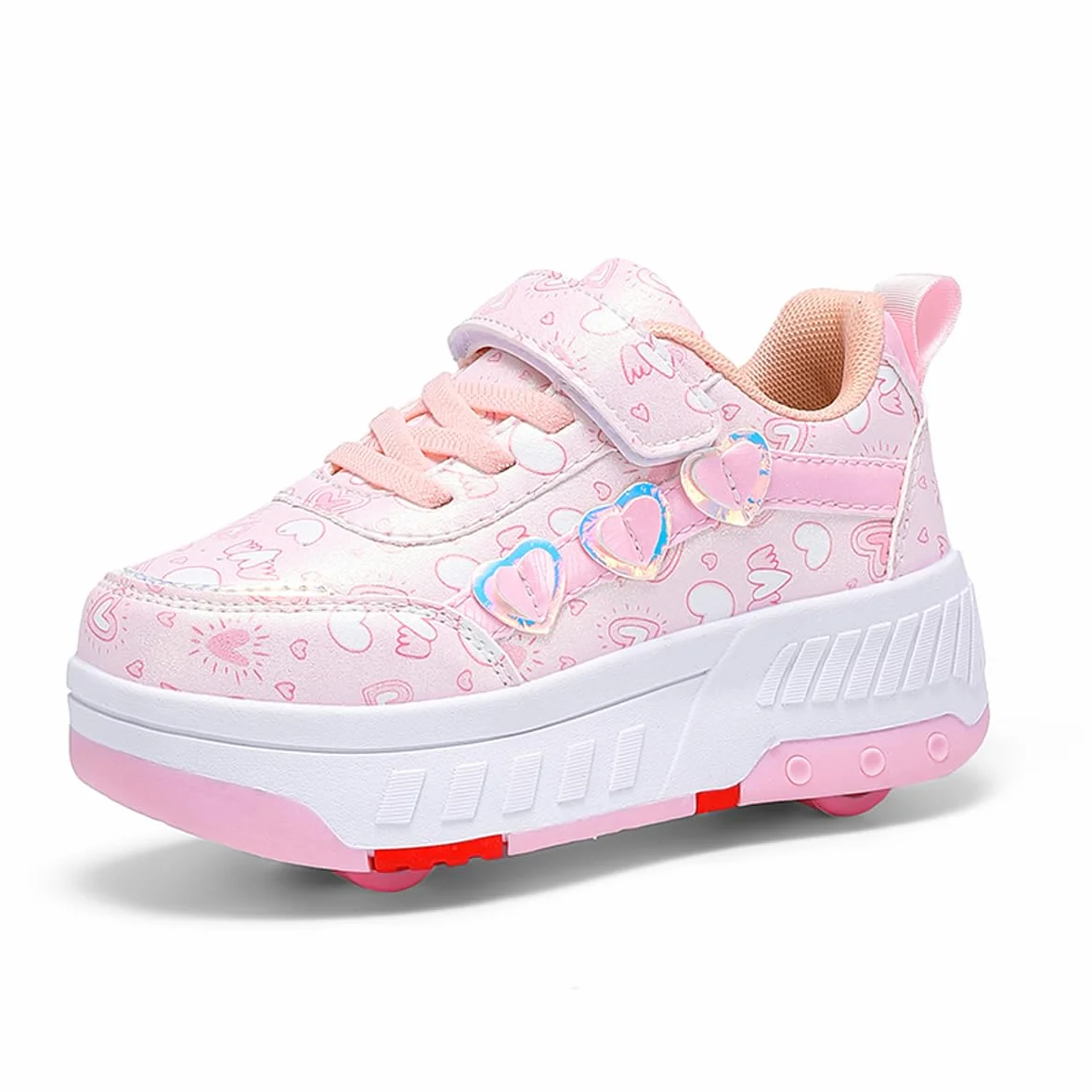 Scarpe con Rotelle Bambina 2 in 1, Scarpe da Skateboard con 4 Rotelle a Scomparsa Unisex Bambini