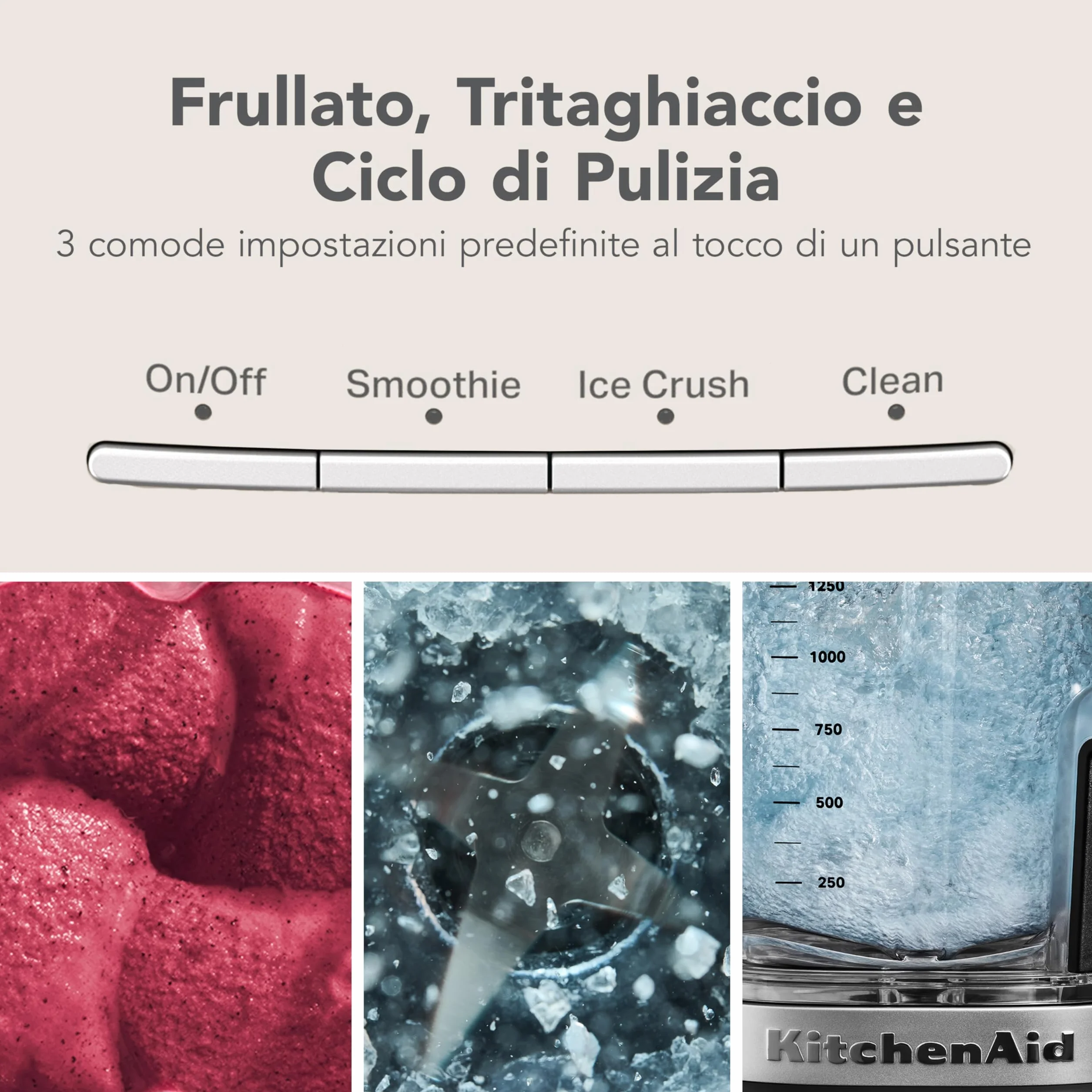 KitchenAid 5KSB20723EBM Frullatore Pure Power, Motore Potente con Caraffa da 2L Senza BPA, 10 Velocità, Programmi Tritaghiaccio e Smoothie, Lame Asimmetriche Inox, Nero Opaco