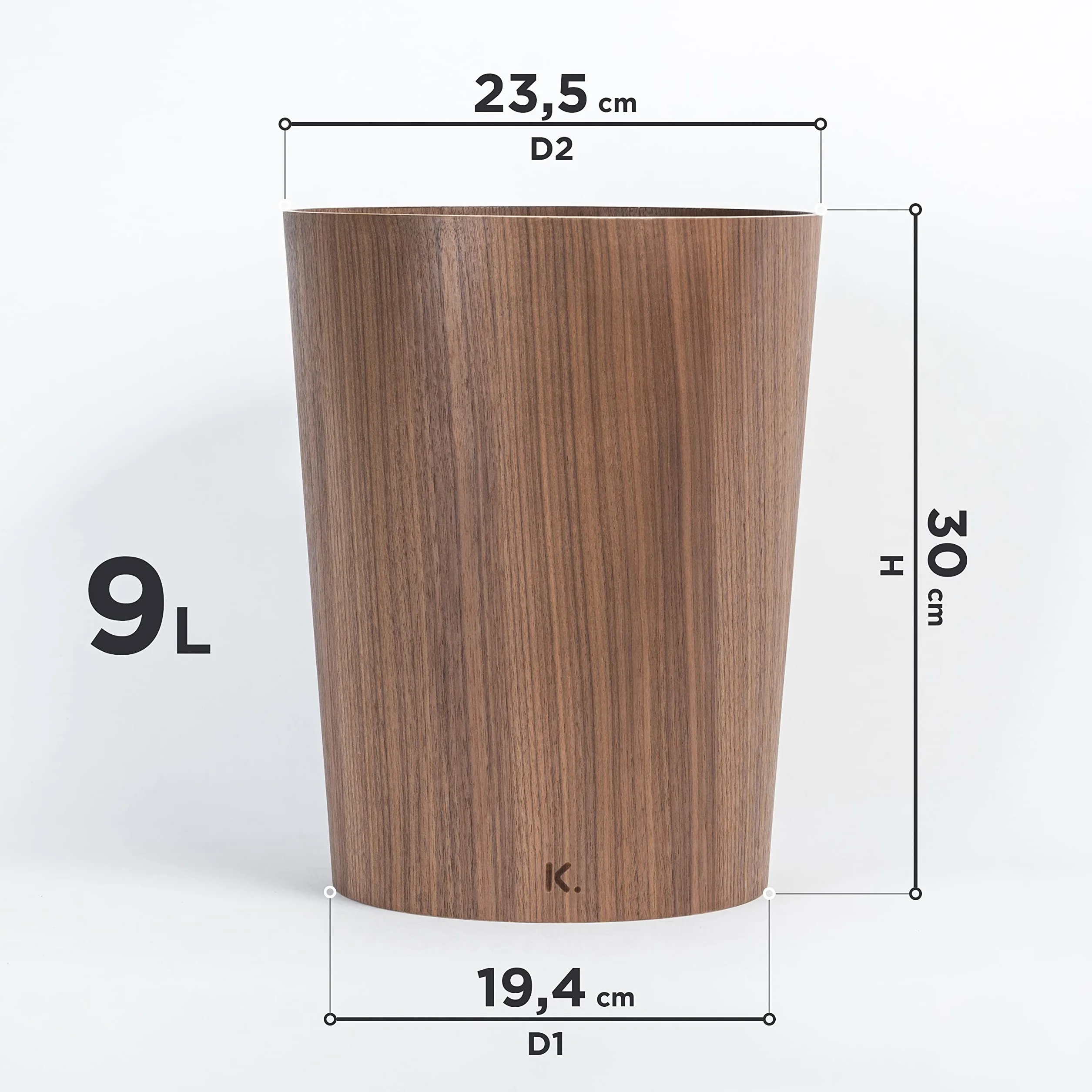 Kazai Börje Cestino Gettacarte in Legno Noce 9 litri