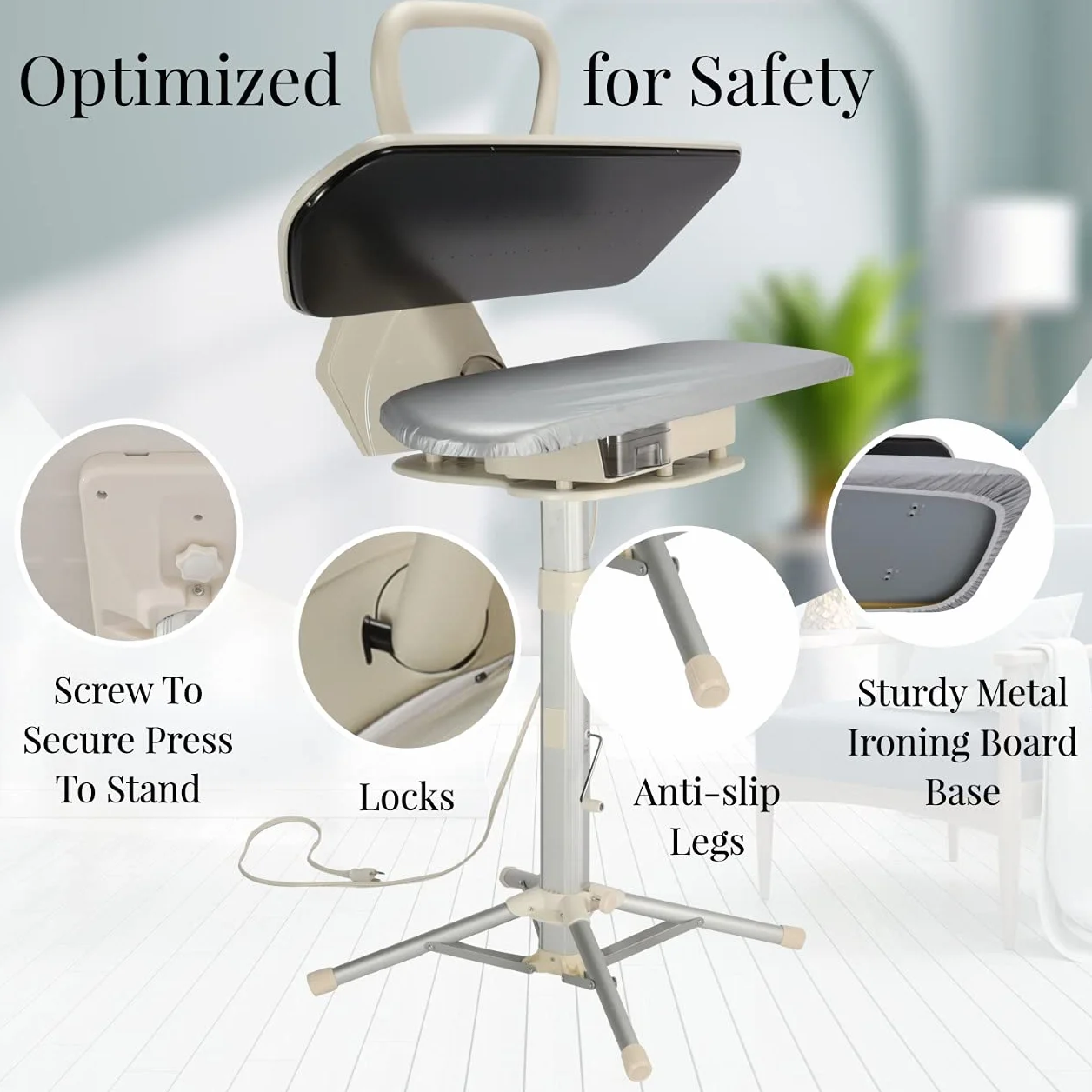 Speedypress Pressa da Stiro a Vapore 81HD-Bianco Robusto Professionale, 81cm con Supporto
