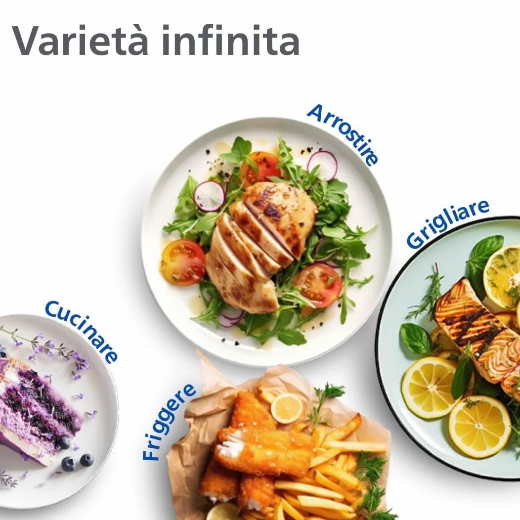 Philips Dual Basket Air Fryer - Cottura sana, veloce e versatile, Friggitrice ad aria con Doppio Cestello 9L, Touchscreen, design a 2 cestelli con doppia resistenza e termostati separati (NA353/10)