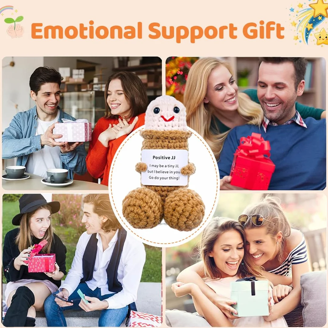 Positive Anatre Idea Regalo Compleanno- Creative Knitted Positive Anatre Doll- Gadget Scrivania Carino Portafortuna, Regali Originali per Laurea Collega Sorella Amica Ufficio