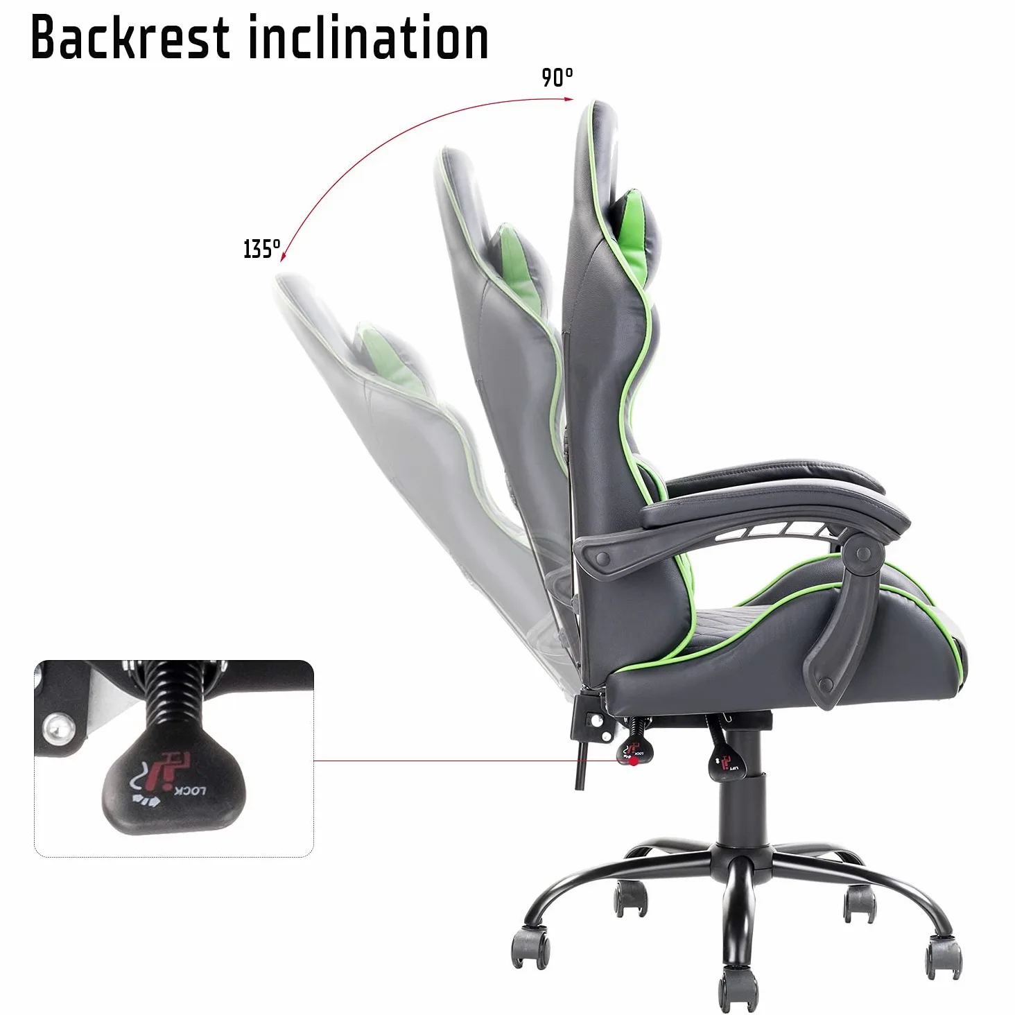 ITEK RHOMBUS PF10 Sedia Gaming ergon. Verde, schienale reclinabile, cuscino poggiatesta, sup. lombare, confort e design, ideale come sedia ufficio, sedia per studio o poltrona per gamer