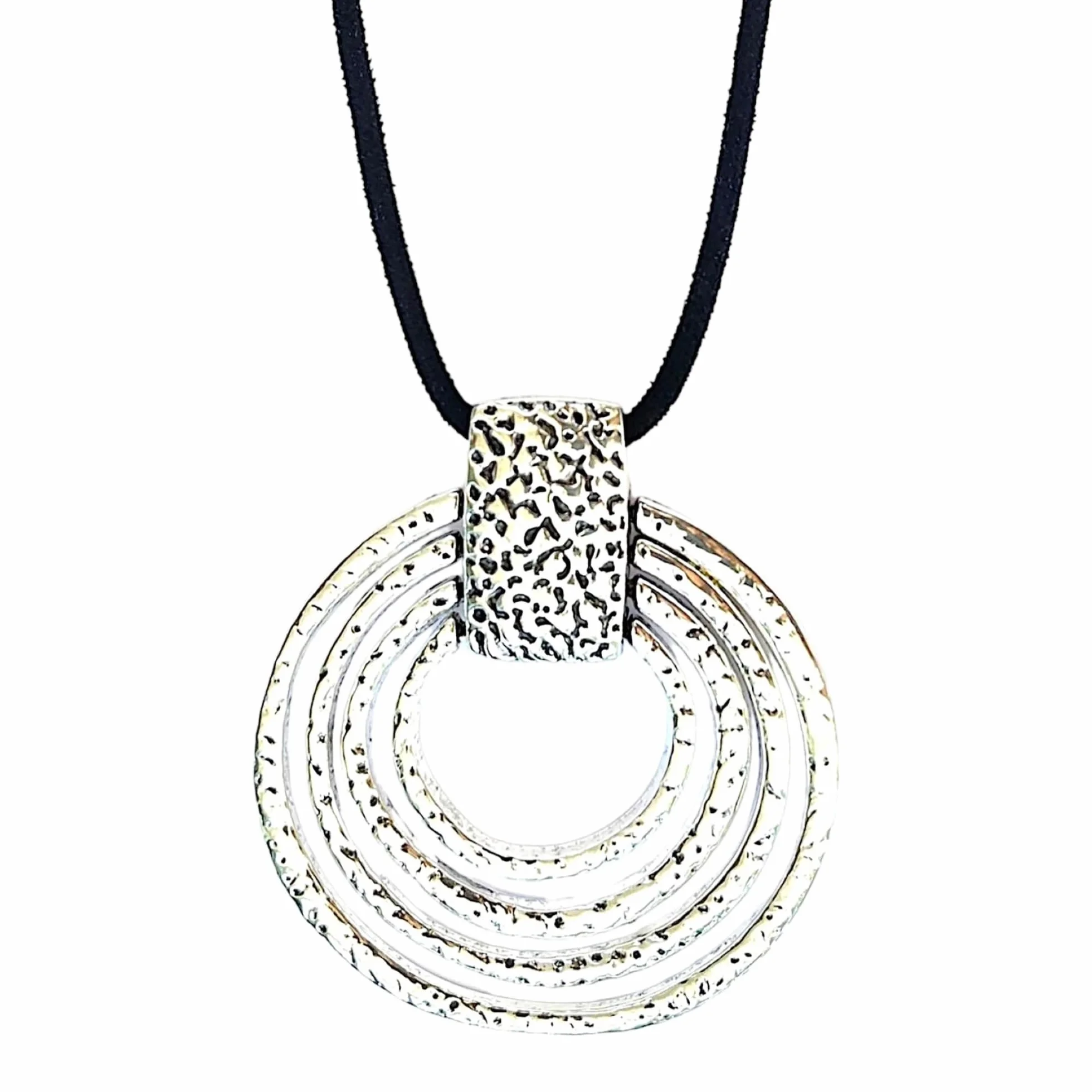 ASTER ALHELÍ Collana Donna Lunga con Ciondolo a Spirale Grande Cordino Nero Antelina Regolabile Gioiello Artigianale Fatto a Mano