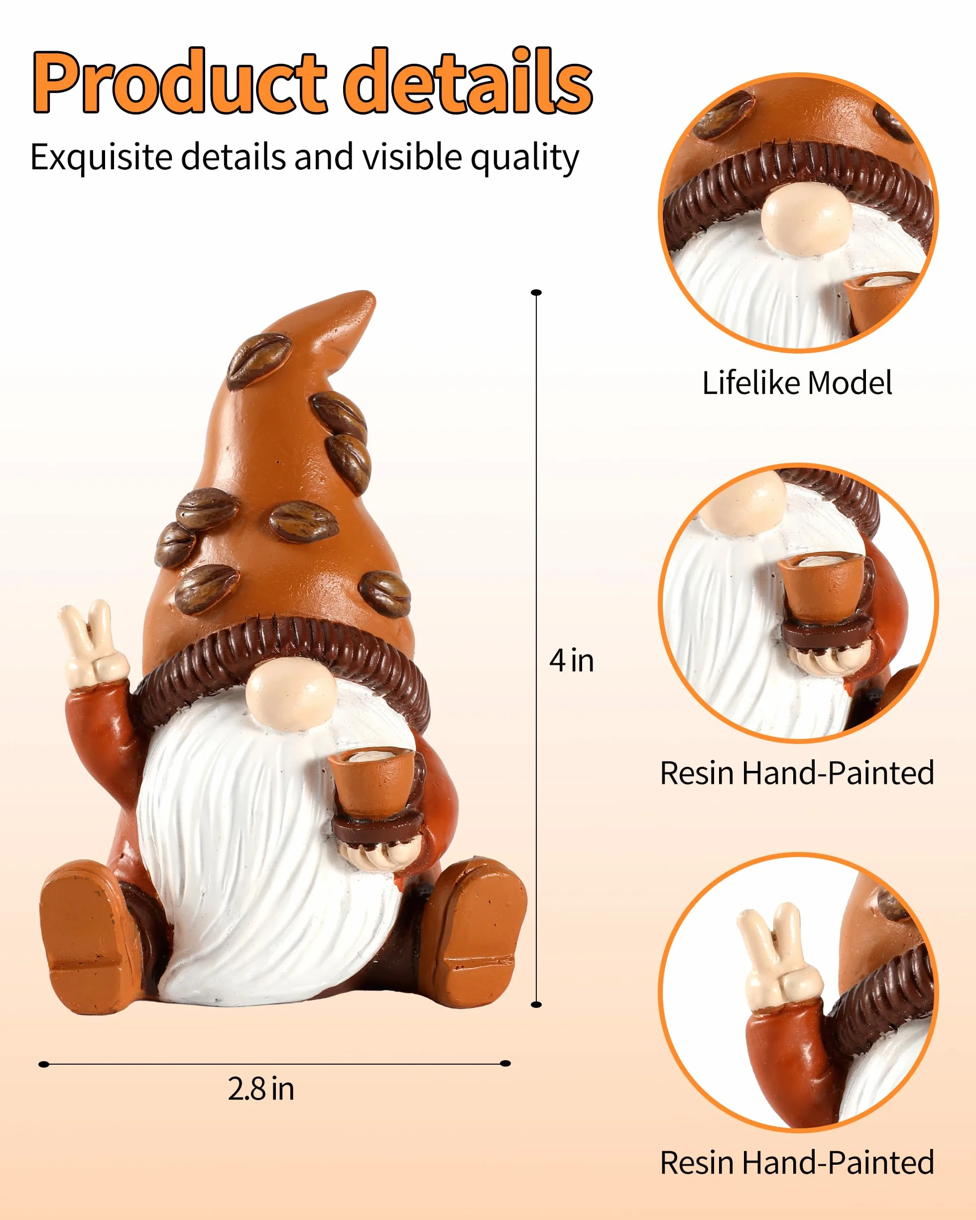 iStatue Maillard Set di statuette di gnomi da caffè in resina, decorazione per bar e ufficio