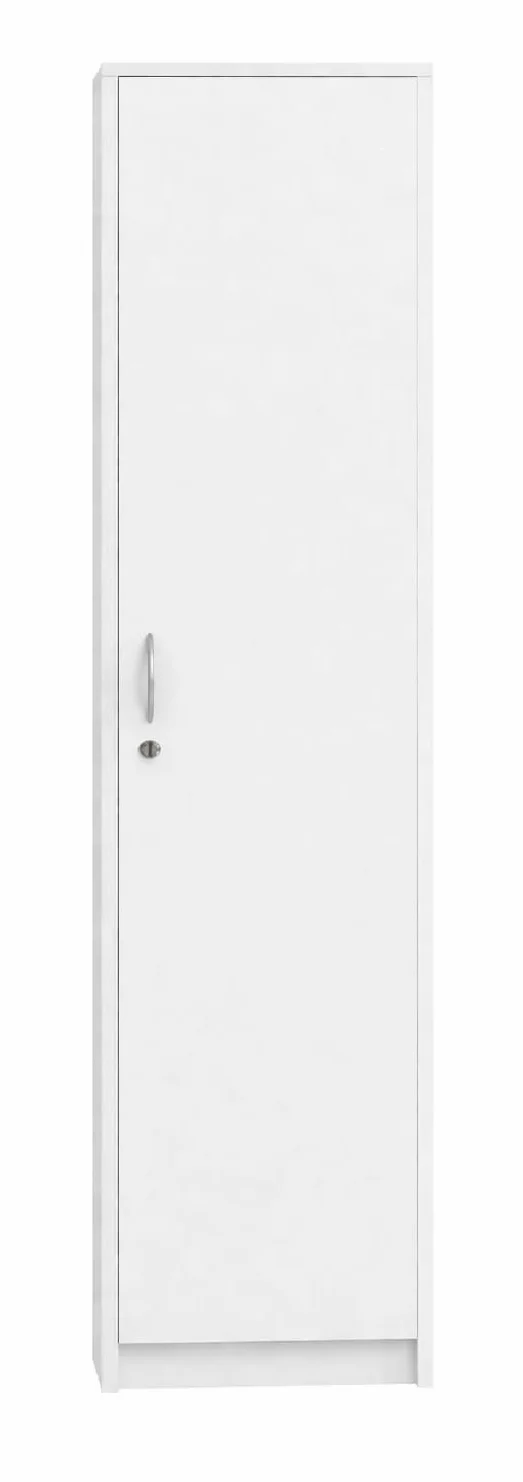 Armadio per ufficio con serratura, armadietto per documenti, libreria per ufficio con 1 porta e 5 scomparti, armadietto universale per ufficio e casa 180x44,5x35 cm (Bianco)