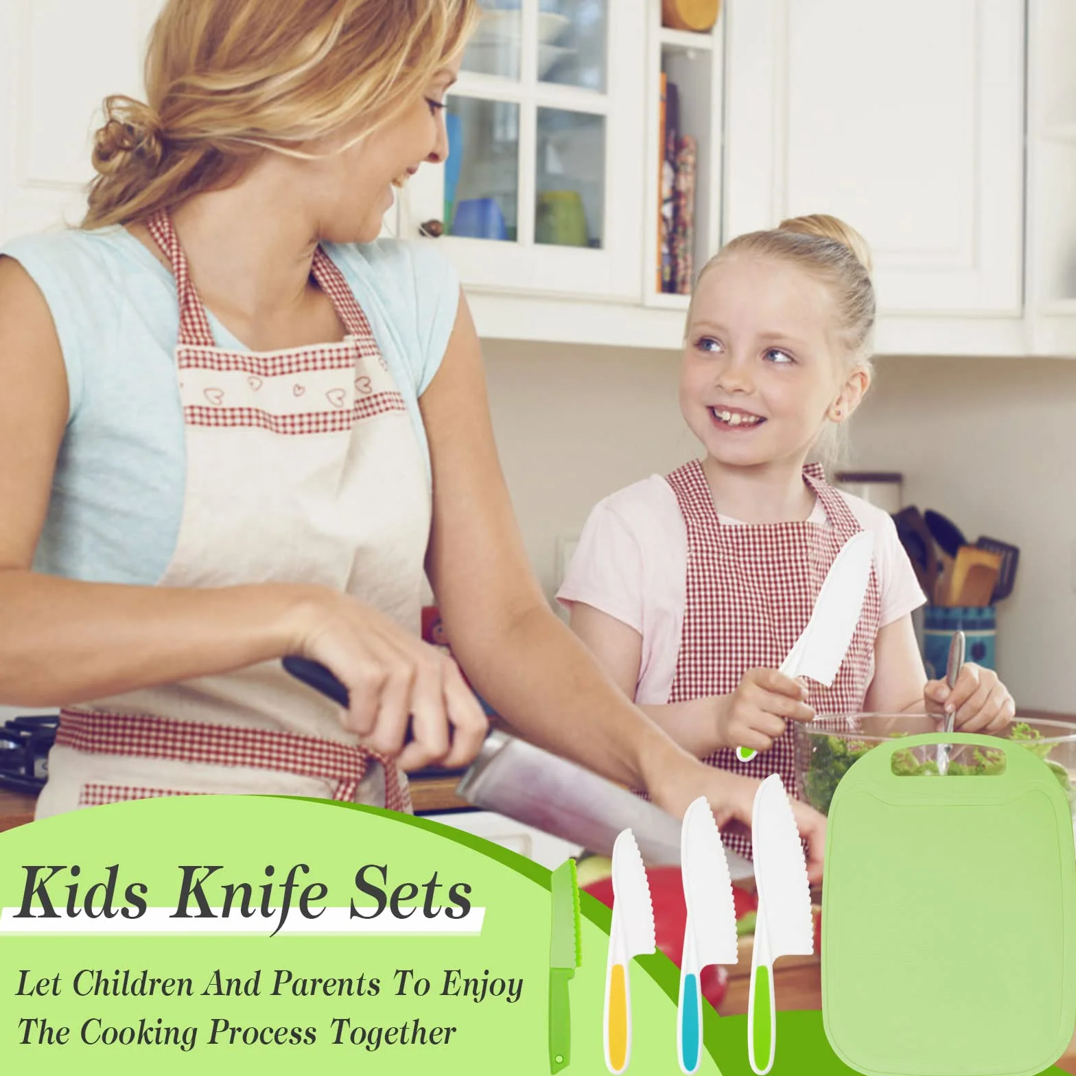 Set Coltelli Cucina per Bambini 9 PZ, Inclusi Coltelli Bambini Plastica per Tagliarecon, Coltello Legno, Coltelli Patate, Coltello Onda, Pelapatate, Tagliere per Tagliare e Cucinare, Frutta e Verdura