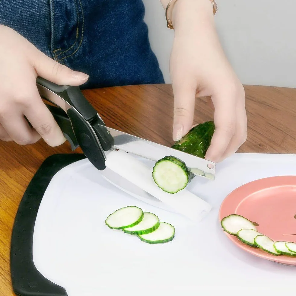 Vicloon forbici in acciaio inox antiscivolo per frutta, verdura e spezie con pietra affilatura