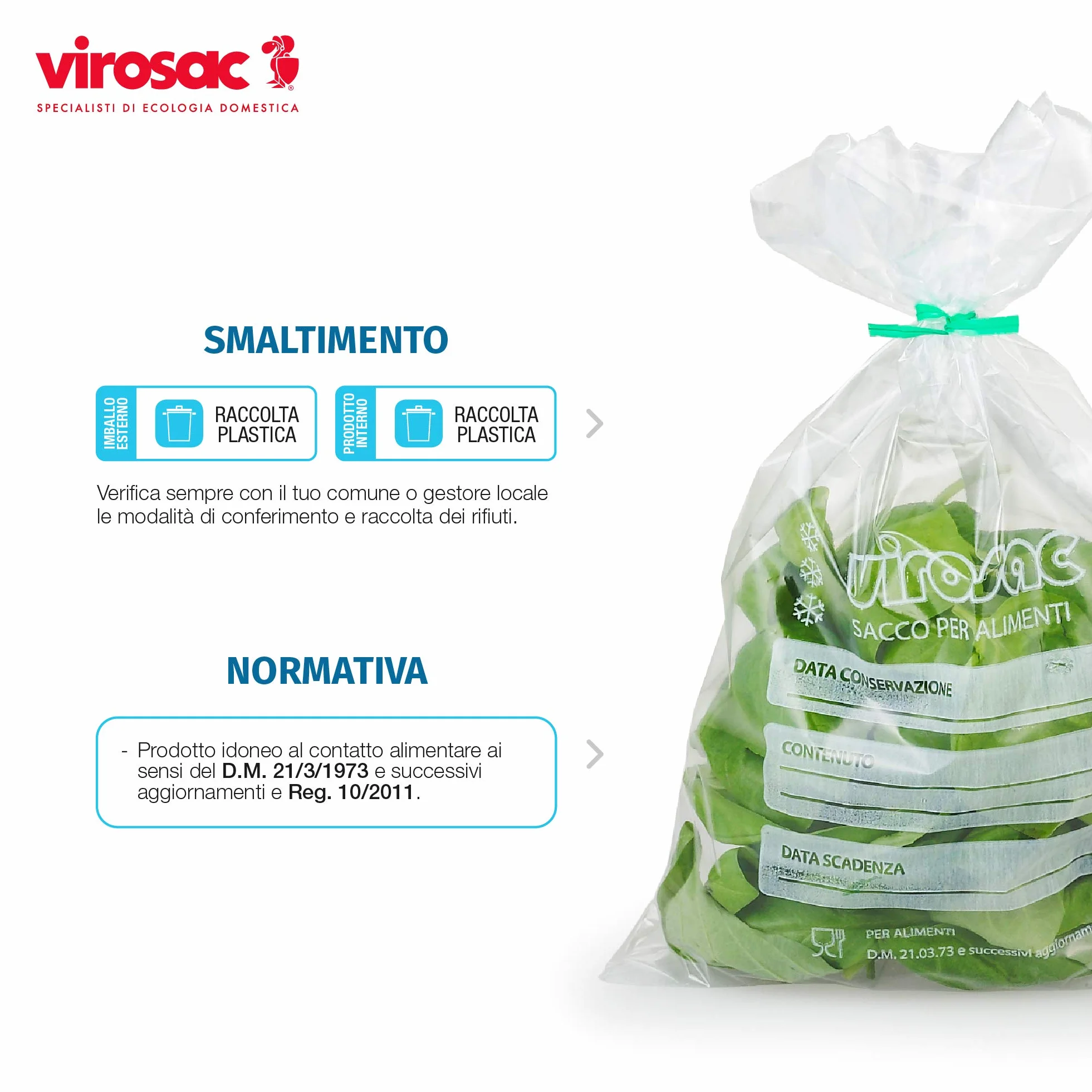 Virosac Sacchetti per Frigo e Freezer HDPE 18x28-1,5L 200 unità