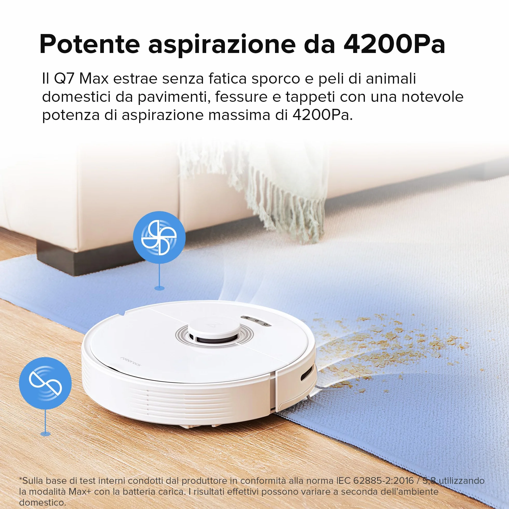 Roborock Q7 Max Robot Aspirapolvere, Serbatoi d'acqua Controllati Elettricamente, Controllo APP, Bianco (Ricondizionato)