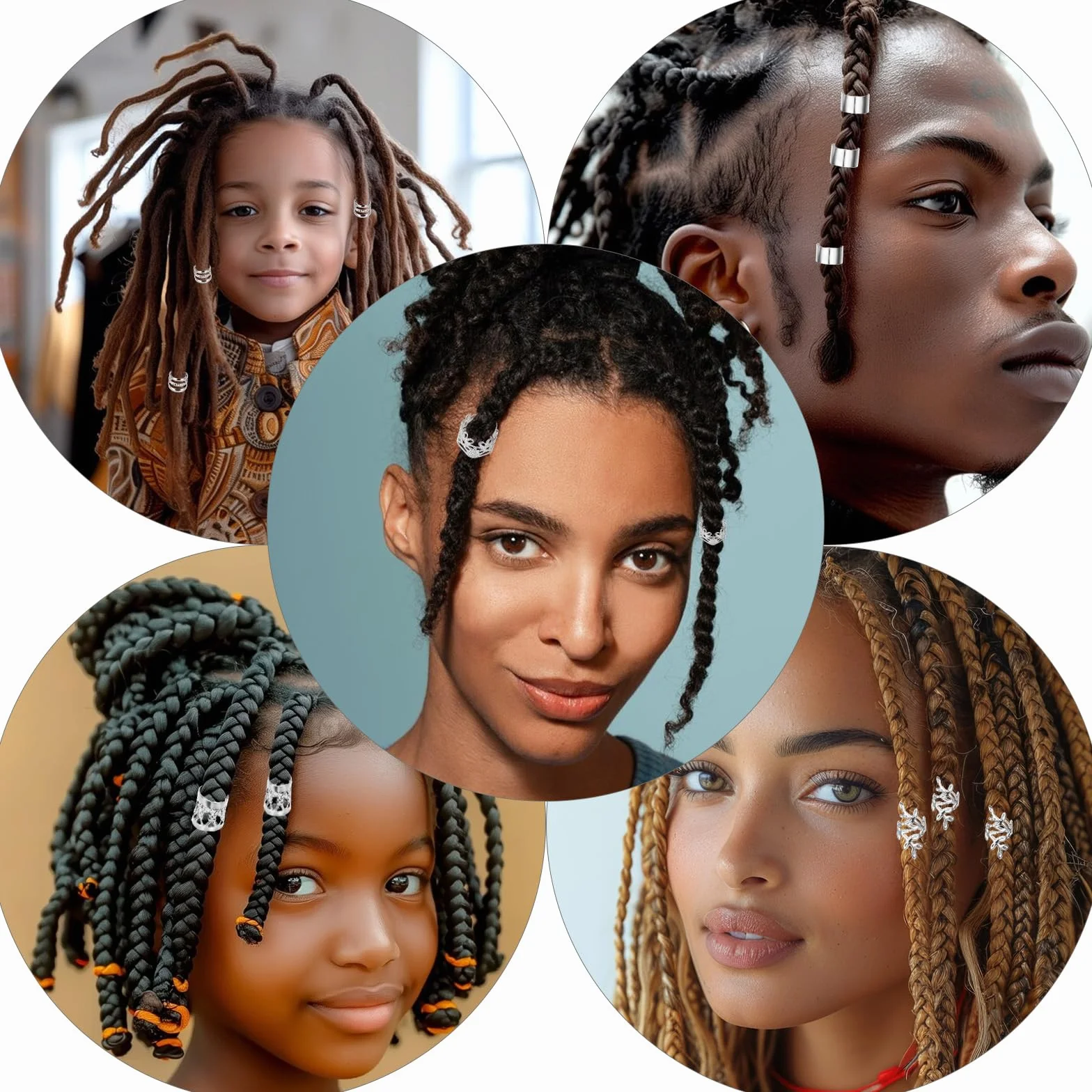 Molain 50 Pezzi Perline Regolabili in Metallo per Dreadlocks Gioielli Capelli Festival
